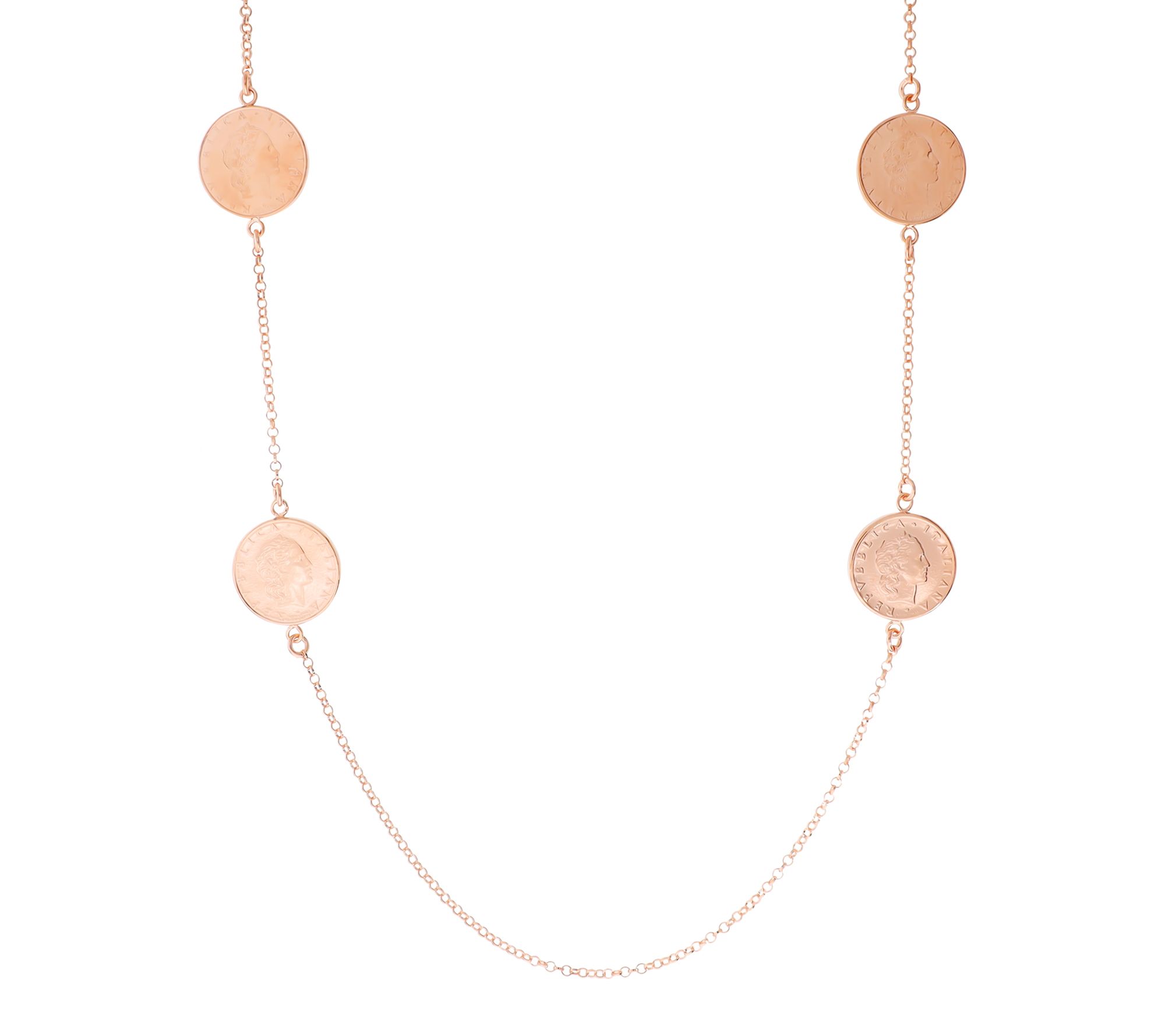 Italian Silver 50 Lire Coin Station 26" necklace