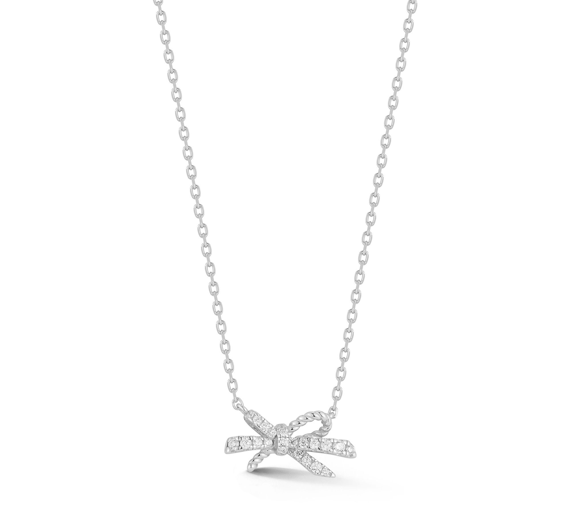 Rachel Zoe Pave Twist Knot Pendant w/ Chain, Sterling