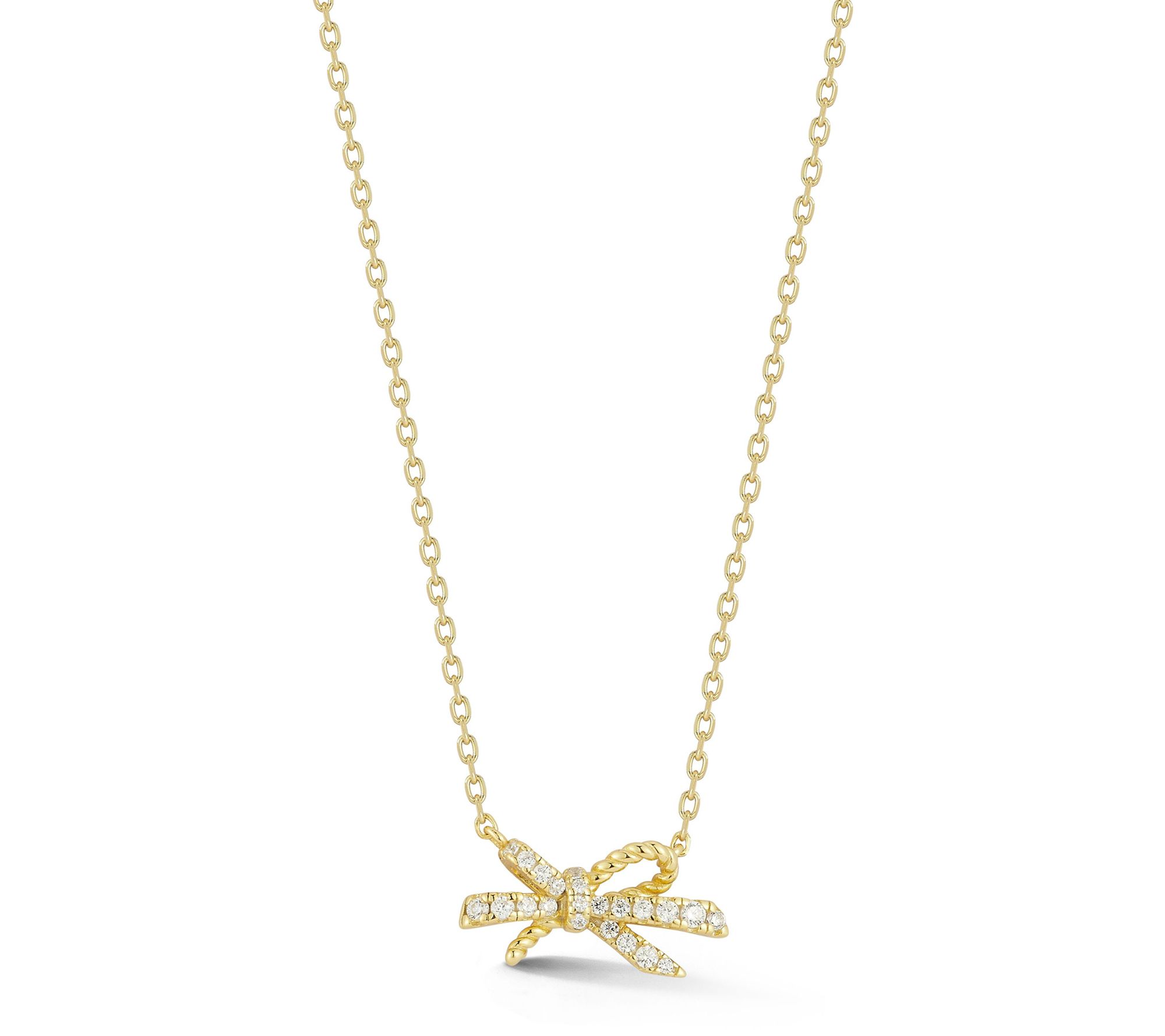 Rachel Zoe Pave Twist Knot Pendant w/ Chain, St erling