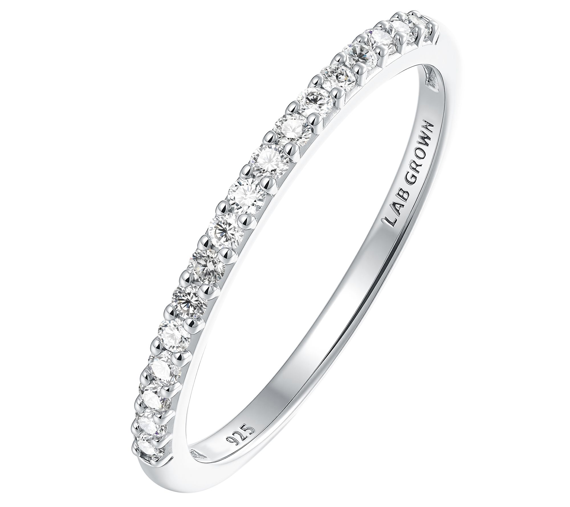 Fire Light Lab Grown Diamond Half Eternity BandRing, Sterling