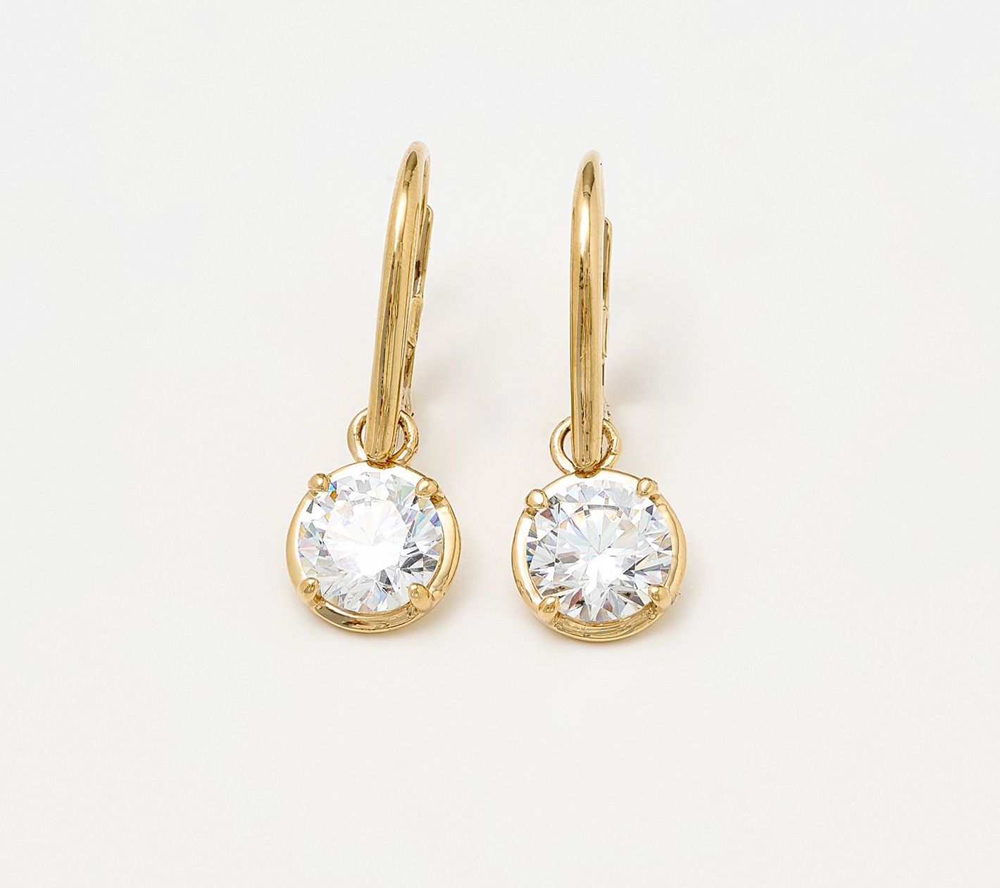 Diamonique x Lulu Frost Round Cut Bezel Leverback Earrings, Sterl