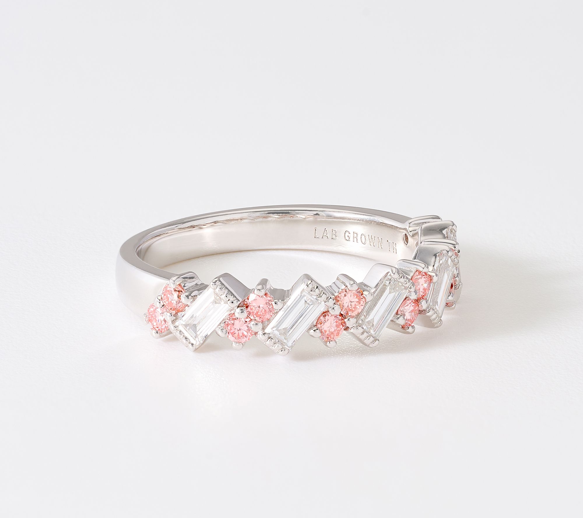 Fire Light Lab Grown Diamonds 0.82 cttw Pink Accent Ring, Sterling Silver