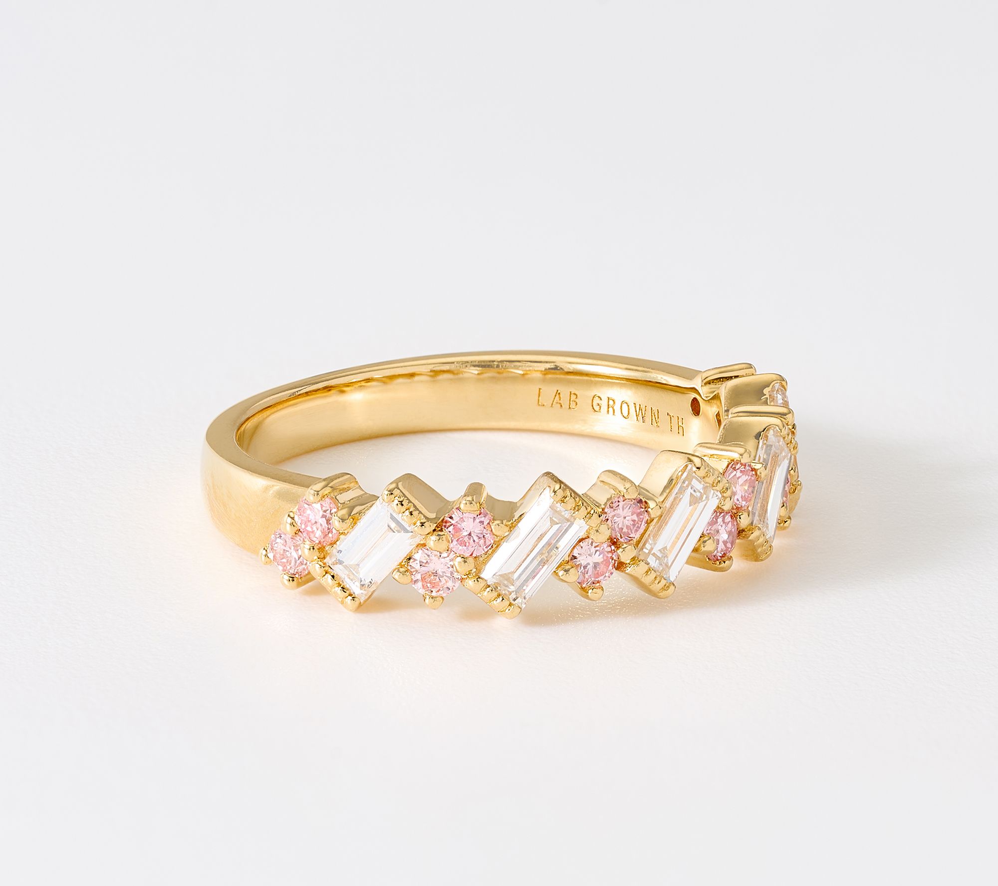 Fire Light Lab Grown Diamonds 0.82 cttw Pink Accent Ring, Sterling Silver