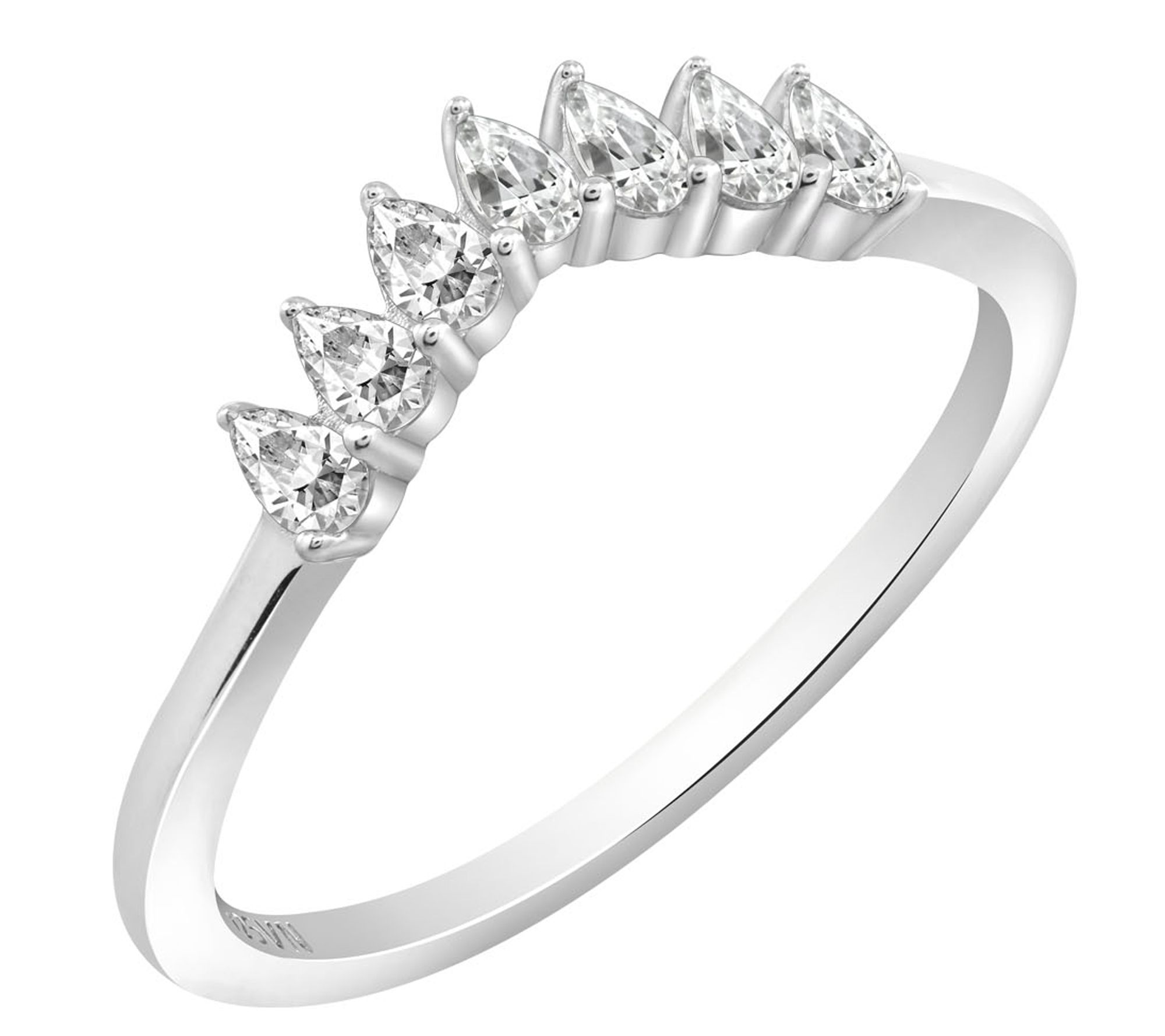 Diamonique Wishbone Ring, Sterling Silver