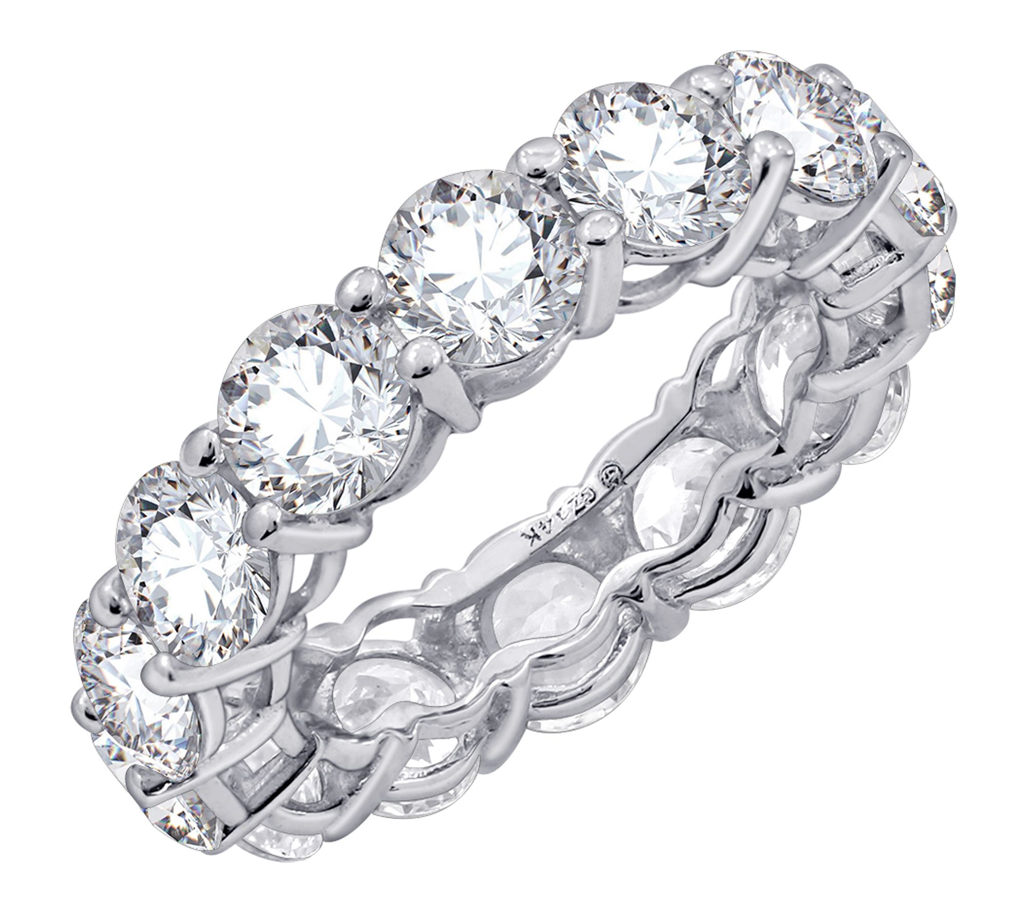 Diamonique Round Cut Eternity Ring, Sterling Silver