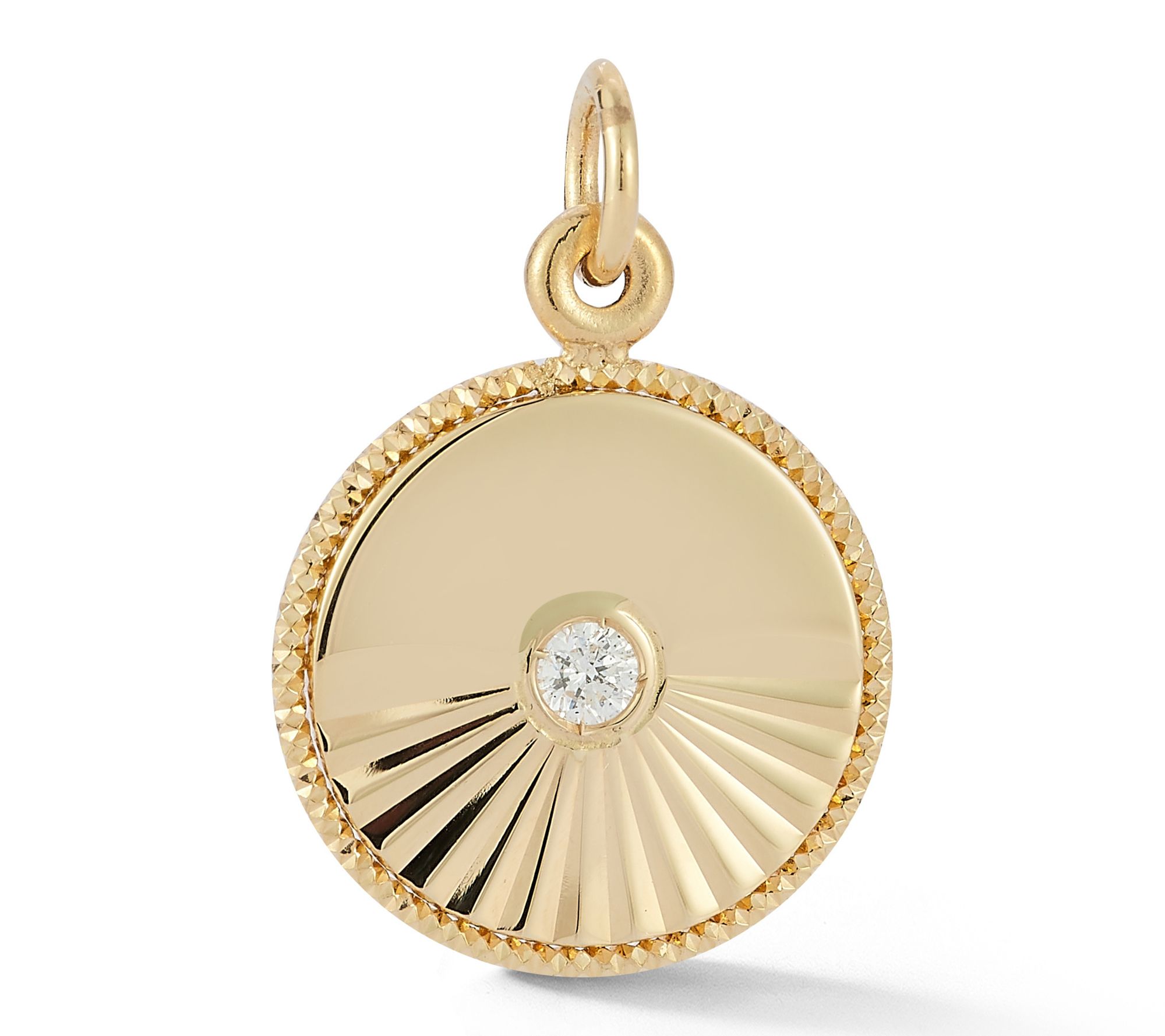 Italian Gold Diamond Accent Round Pendant, 14K