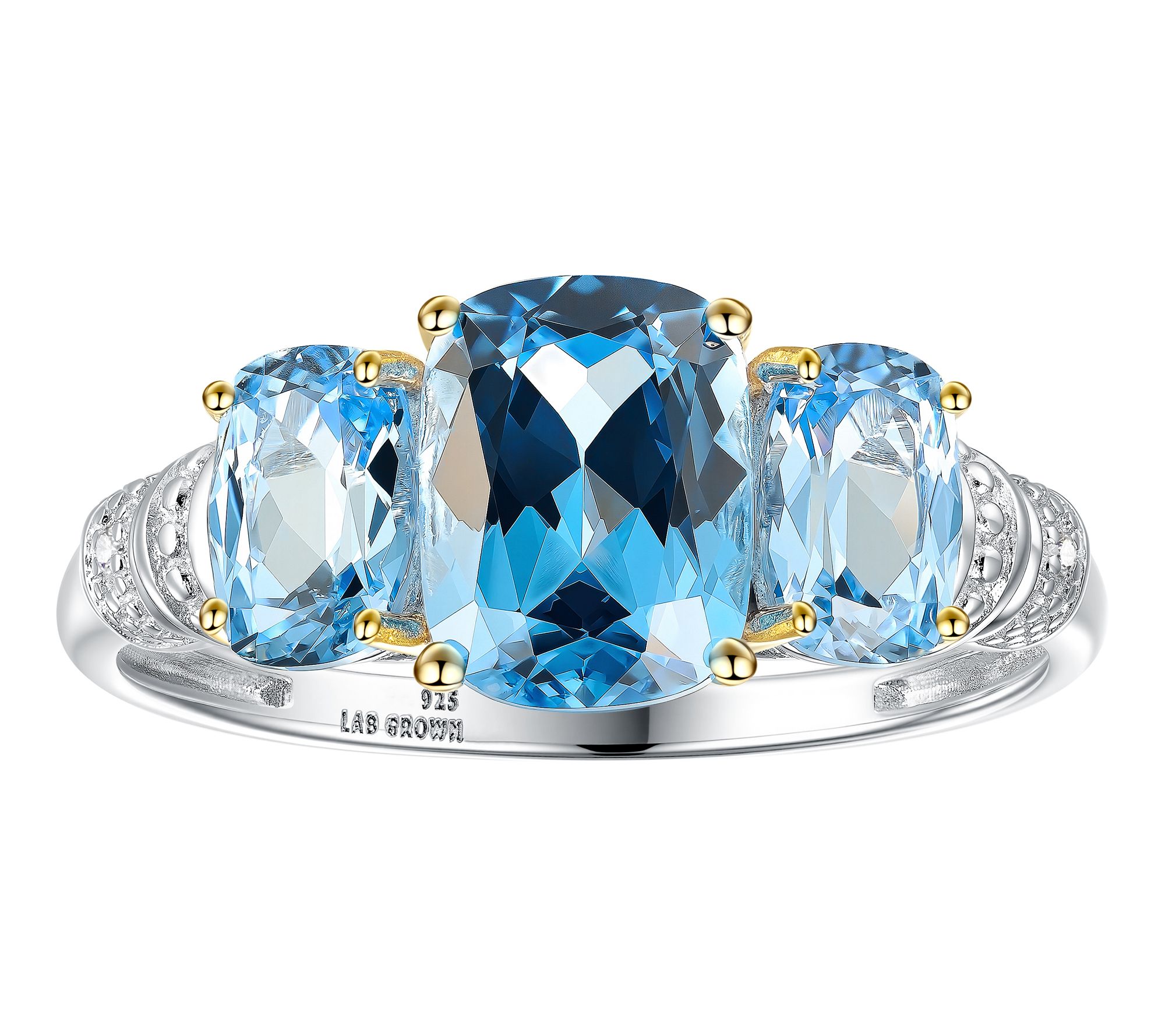 Fire Light Lab Grown Diamond & Created Gemston Ring, Sterling