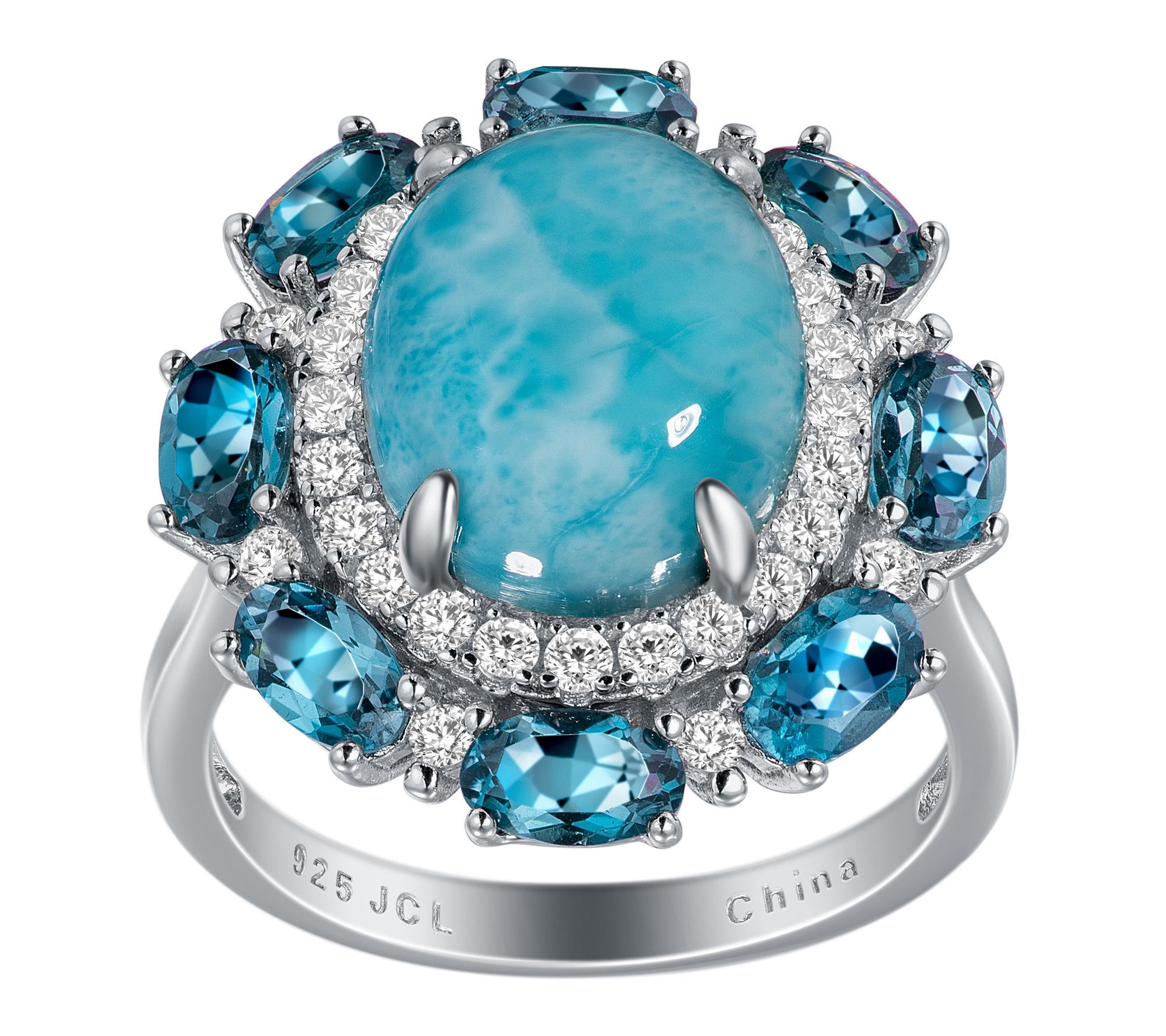 Affinity Gems Halo Cocktail Ring, Sterling Silver