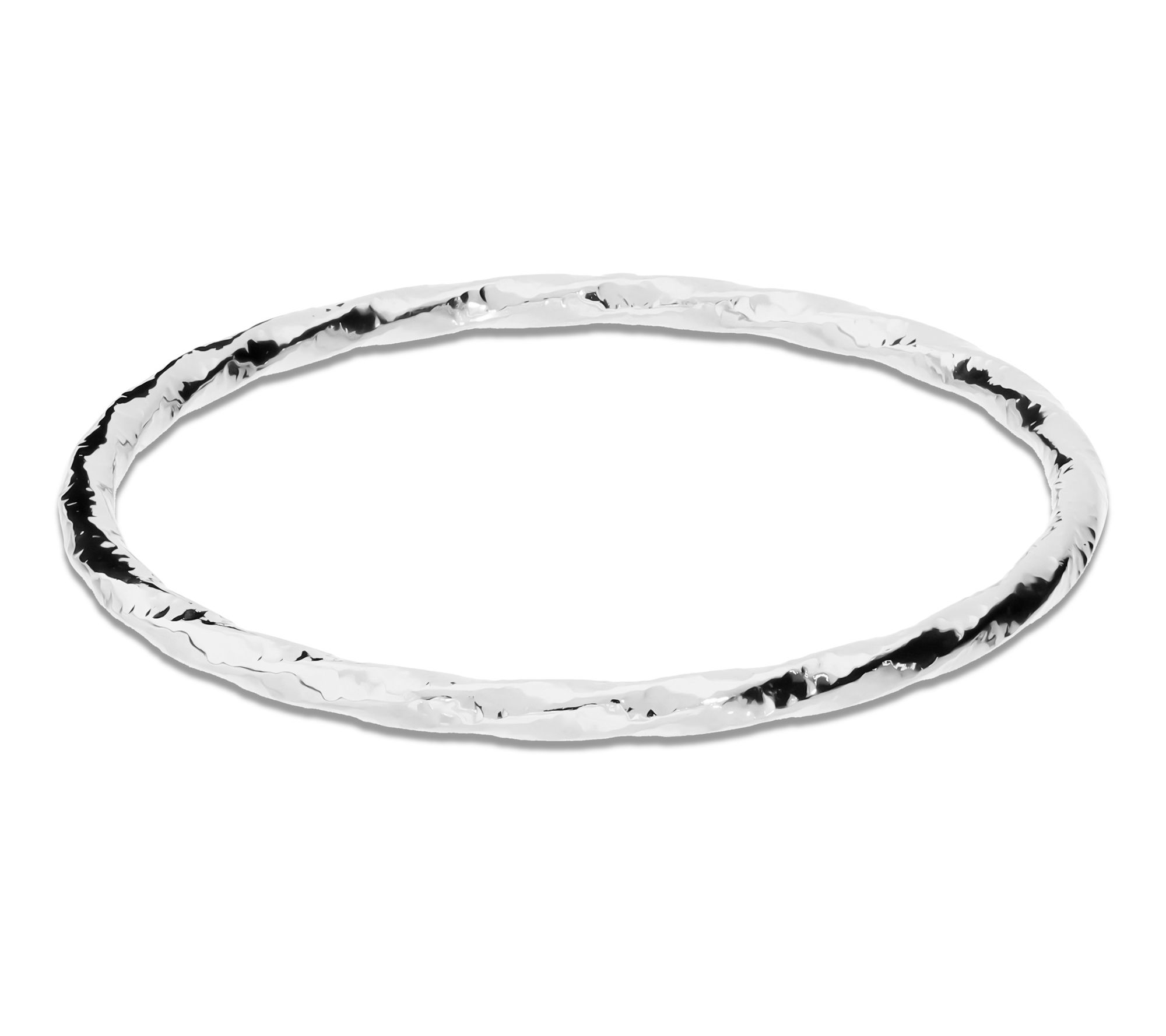Bronzo Italia 4 mm Twisted Hamm ered Tube Slip On Bangle