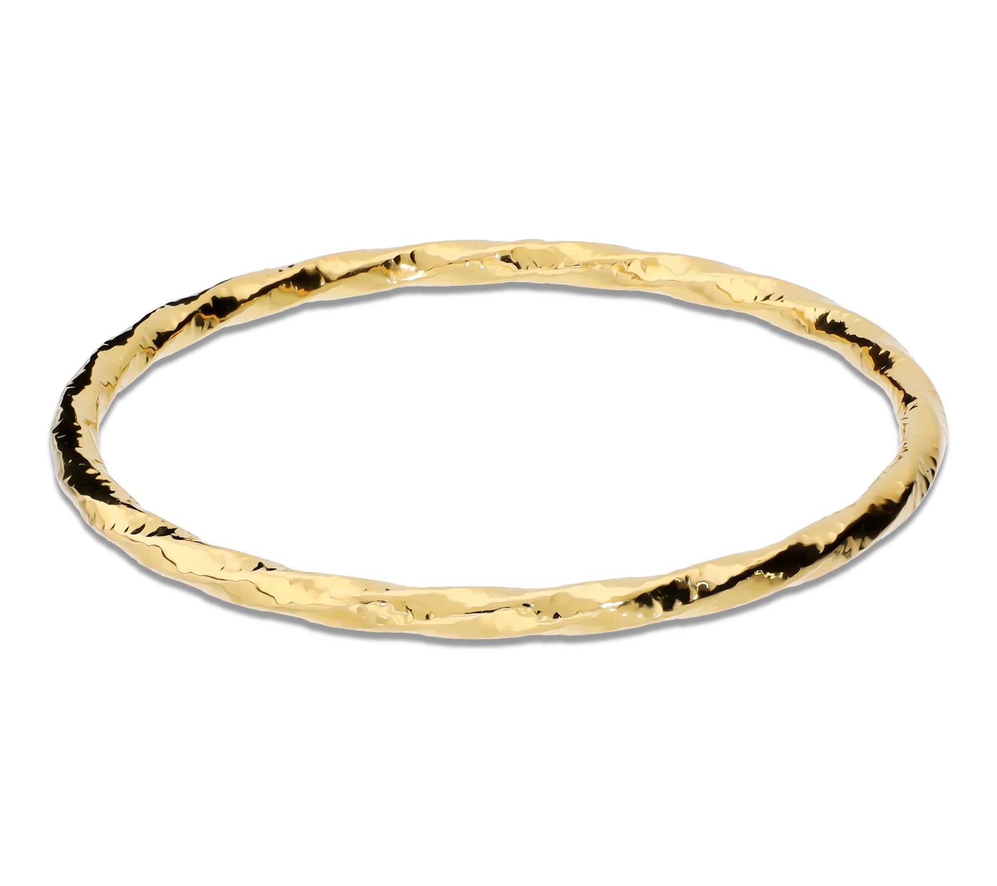 Bronzo Italia 4 mm Twisted Hamm ered Tube Slip On Bangle