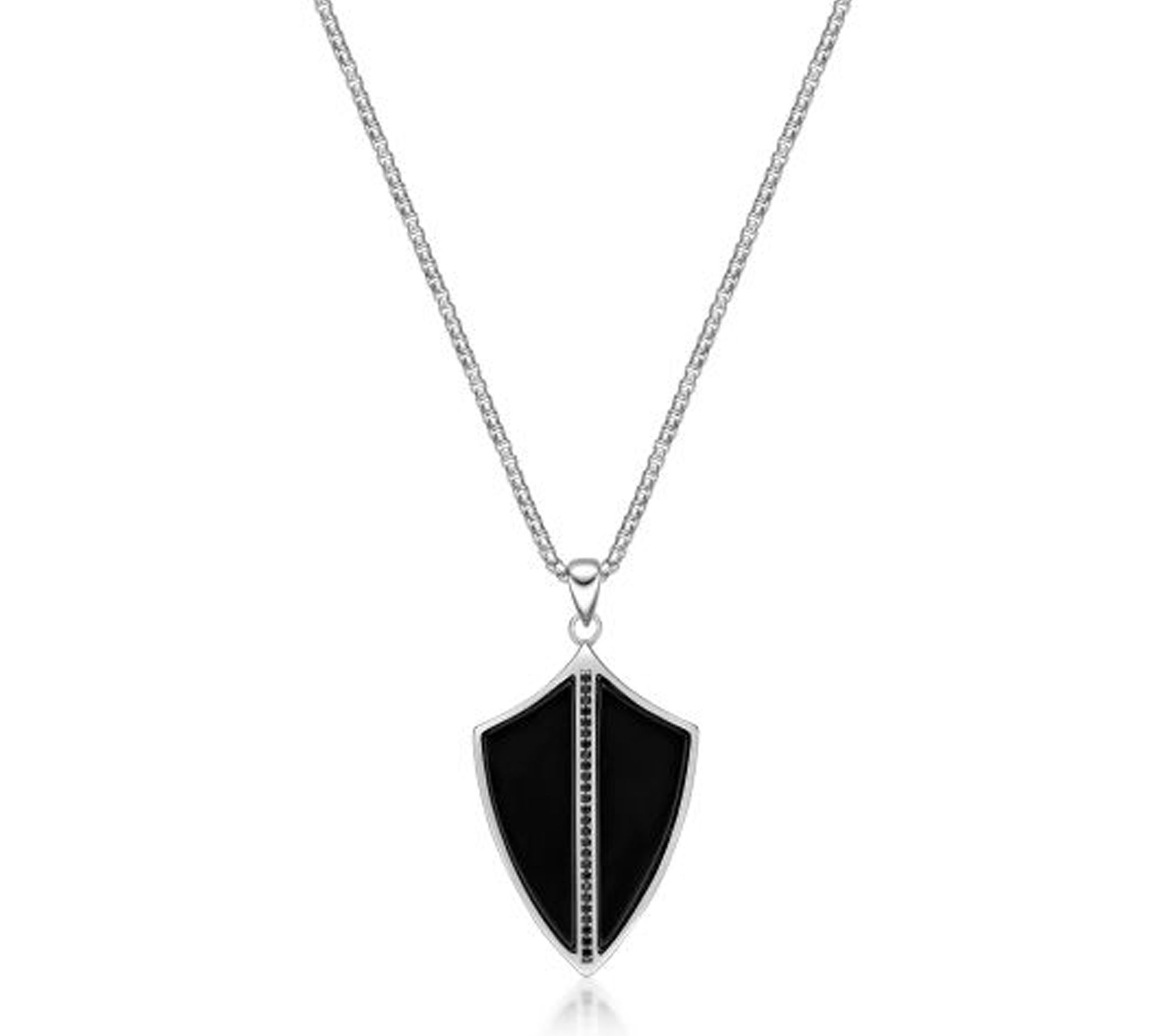 LYNX Men's Sterling Multi-Gemstone Shield Pendant w/ Box Chain