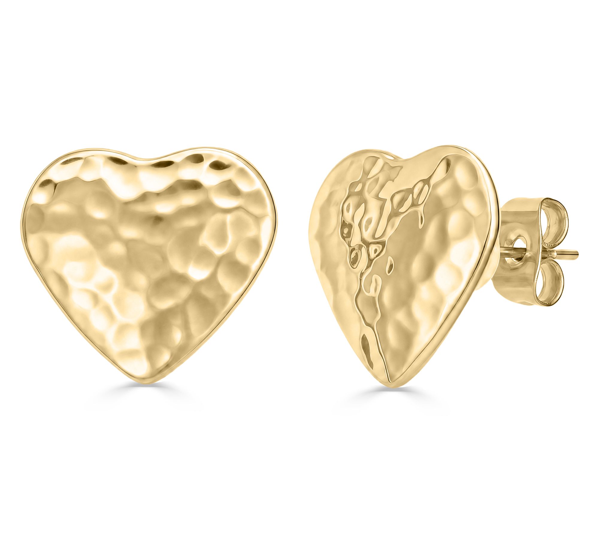 Steel By Design Stainless Steel Hammer Polished Heart Earrings