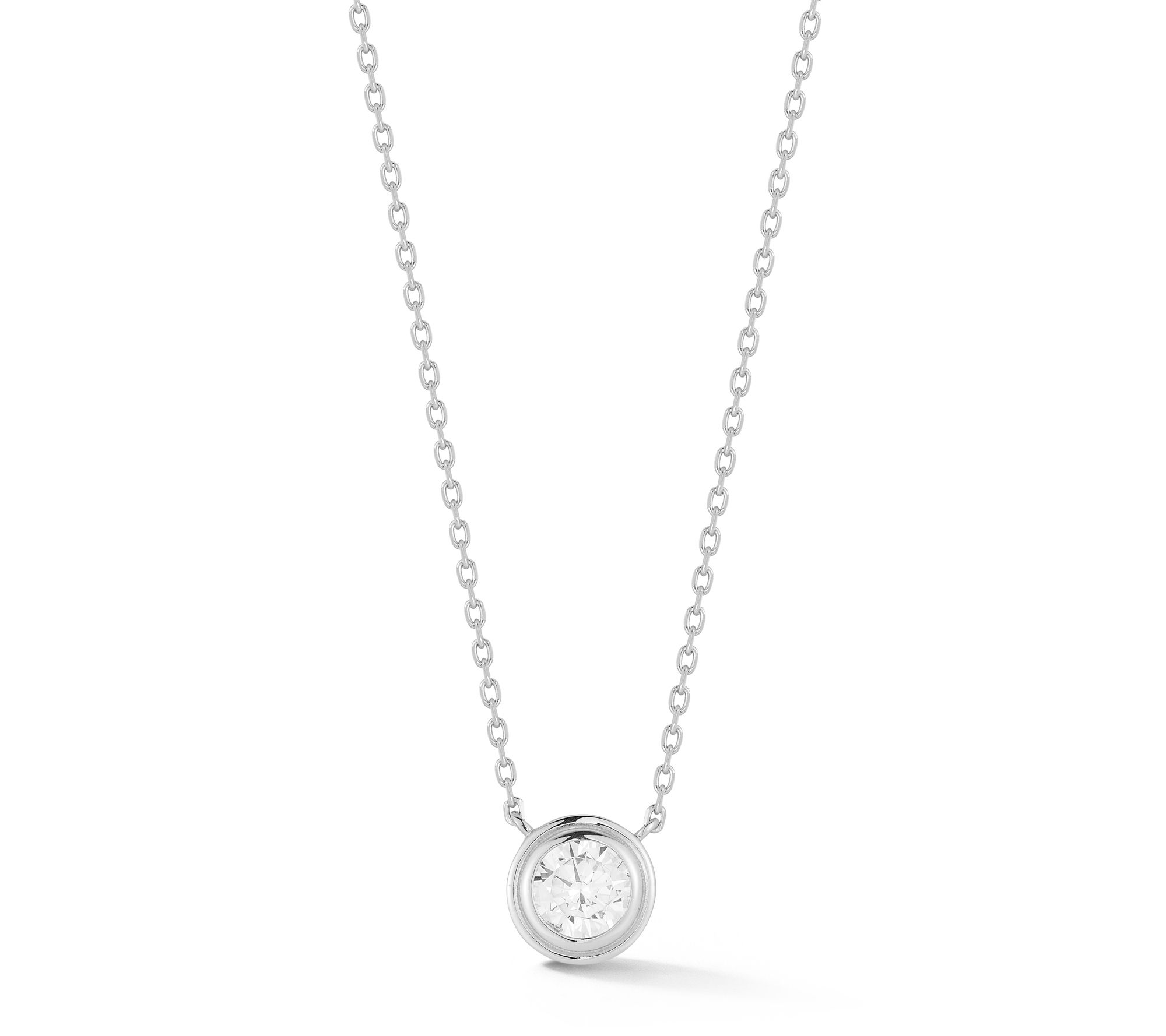 Sterlina Silver Round-Cut Solitaire Pendant w/ Chain,