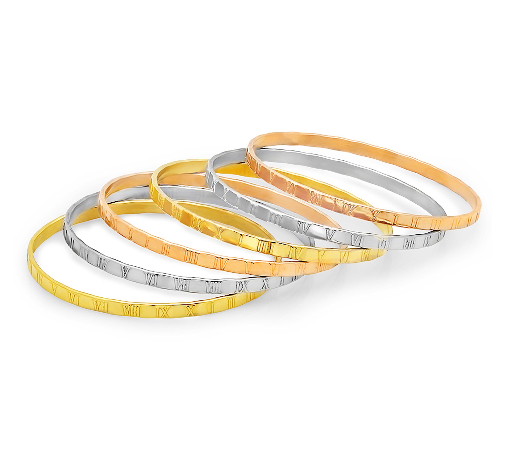 Steel by Design Set of 6 Roman Numeral Bangle Bracelets