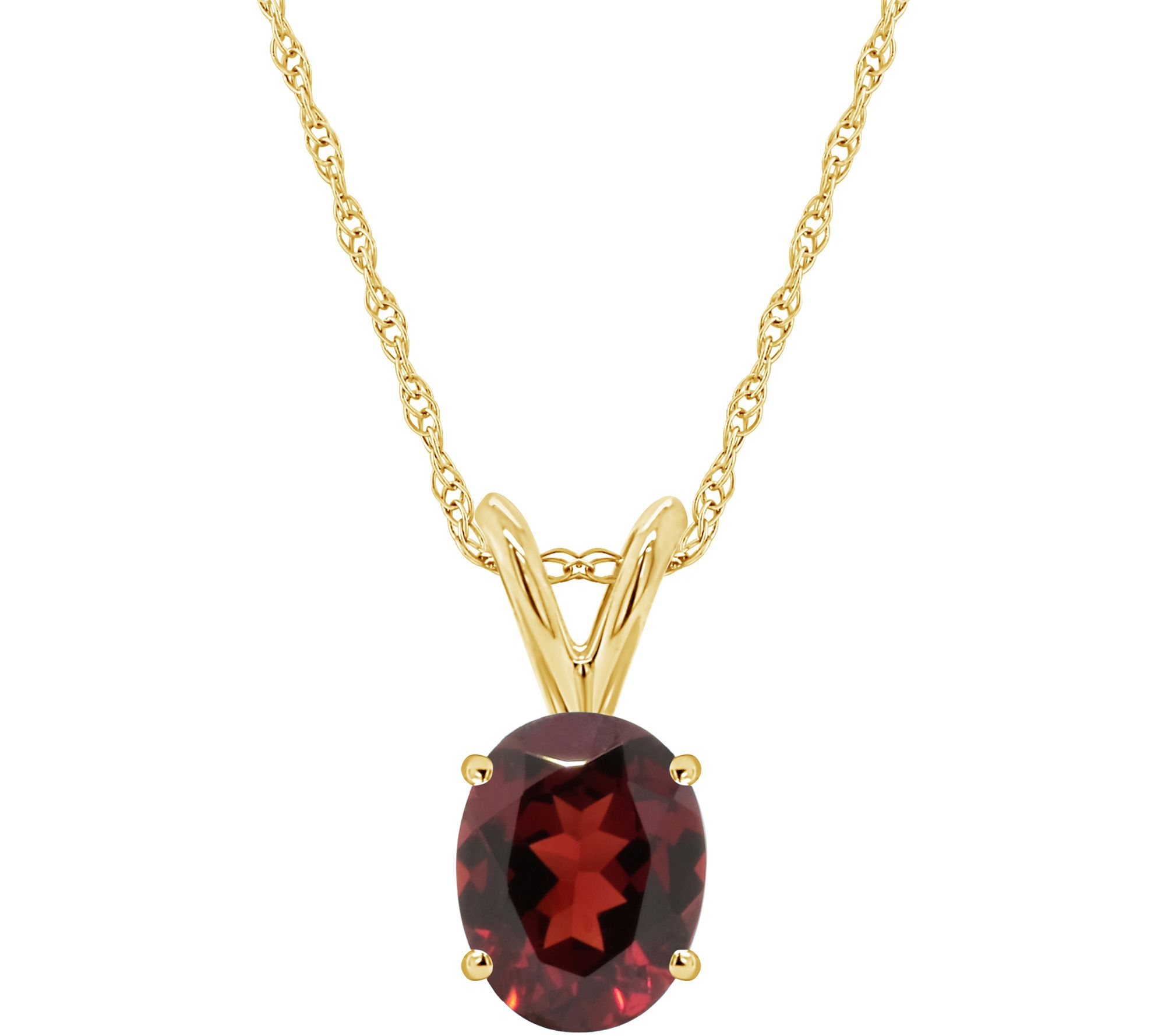 14K Oval Semi-Precious Gemstone Pendant w/ Chain