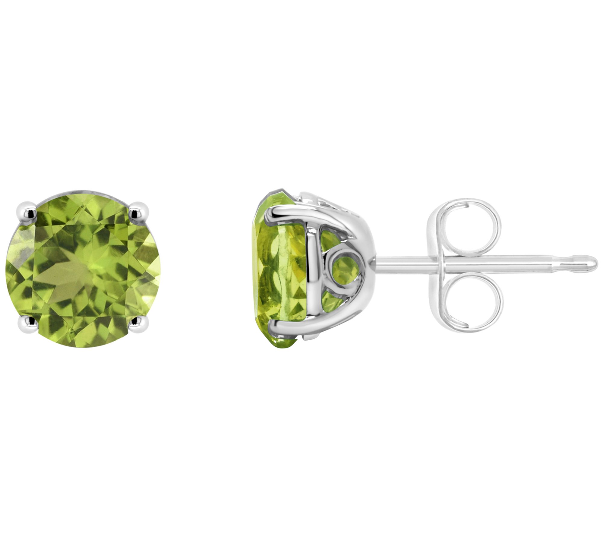 Sterling Silver Round Gemstone Stud Earrings