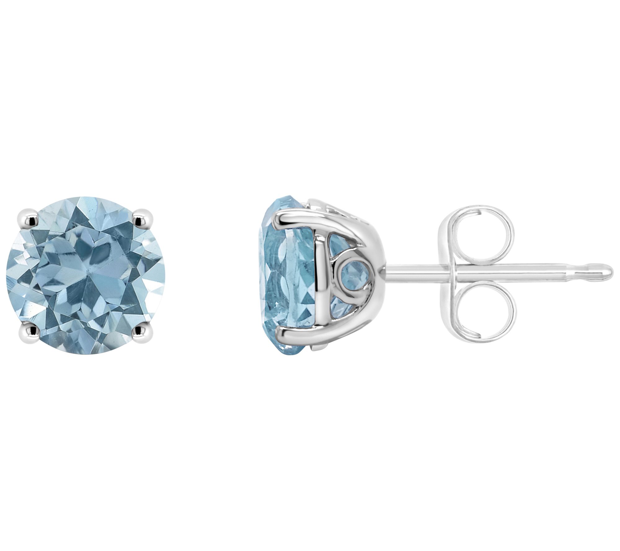 Sterling Silver Round Gemstone Stud Earrings