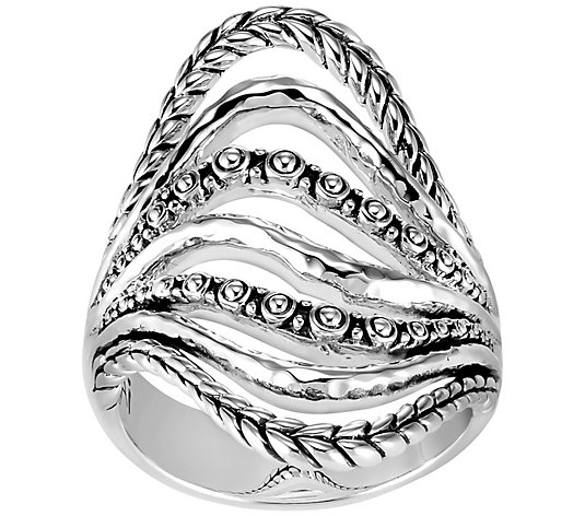 JAI Sterling Silver Signature Texture Saddle Ring