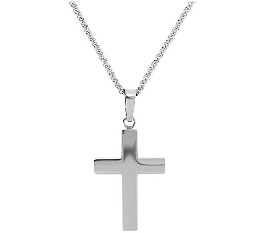 Steel by Design Polished Cross Pendant w/ Chain