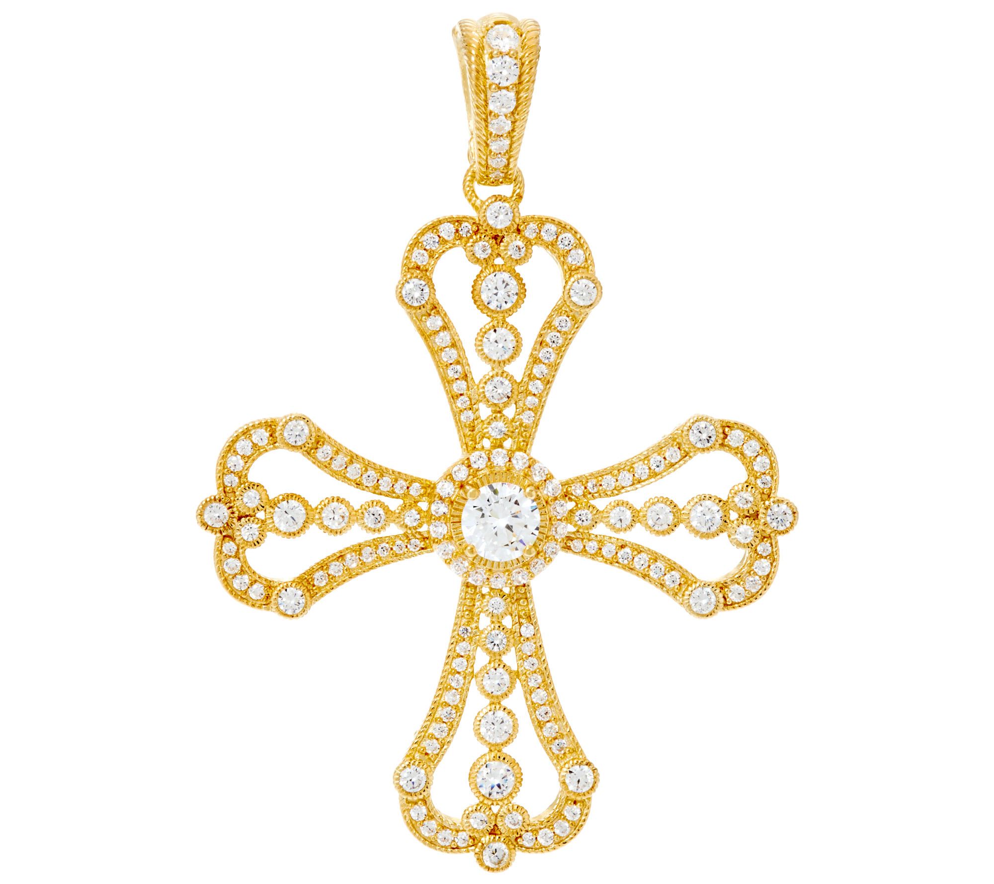 Judith Ripka Sterling or 14K Clad Diamonique Cross Enhancer - QVC.com