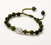  Connemara Marble Adjustable Bracelet with Cross Beads - J361208