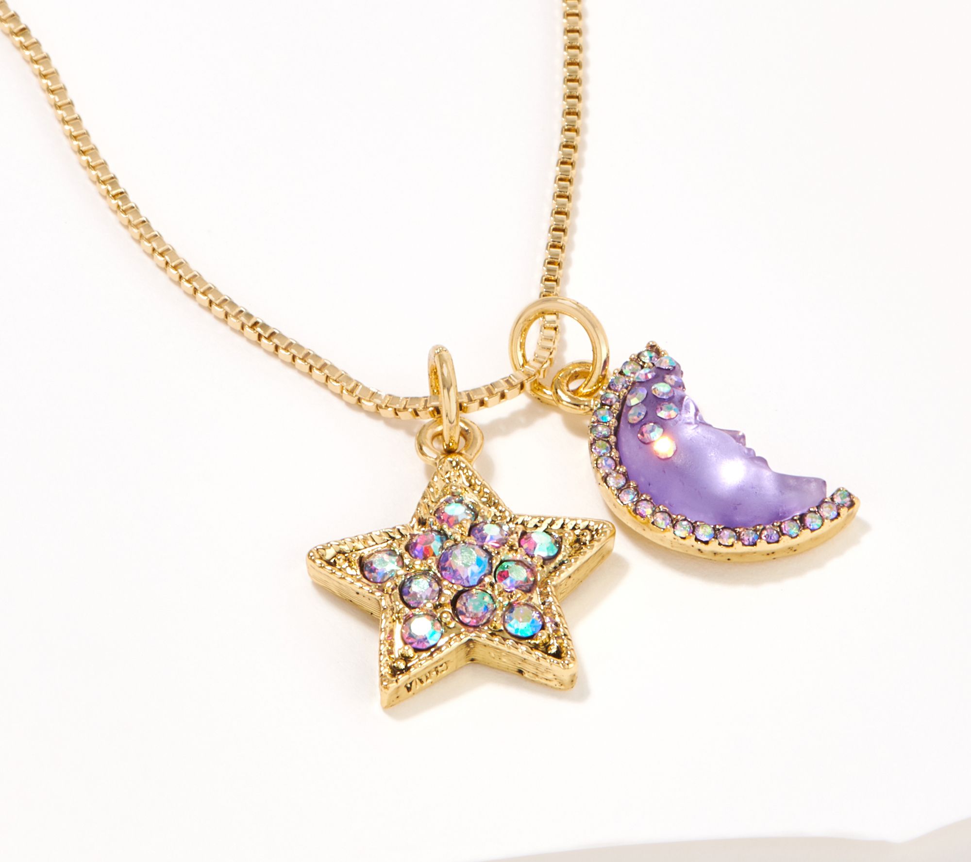 Kirks Folly Goddess Moon Shadow & Star Shimmer Slide Necklace - QVC.com