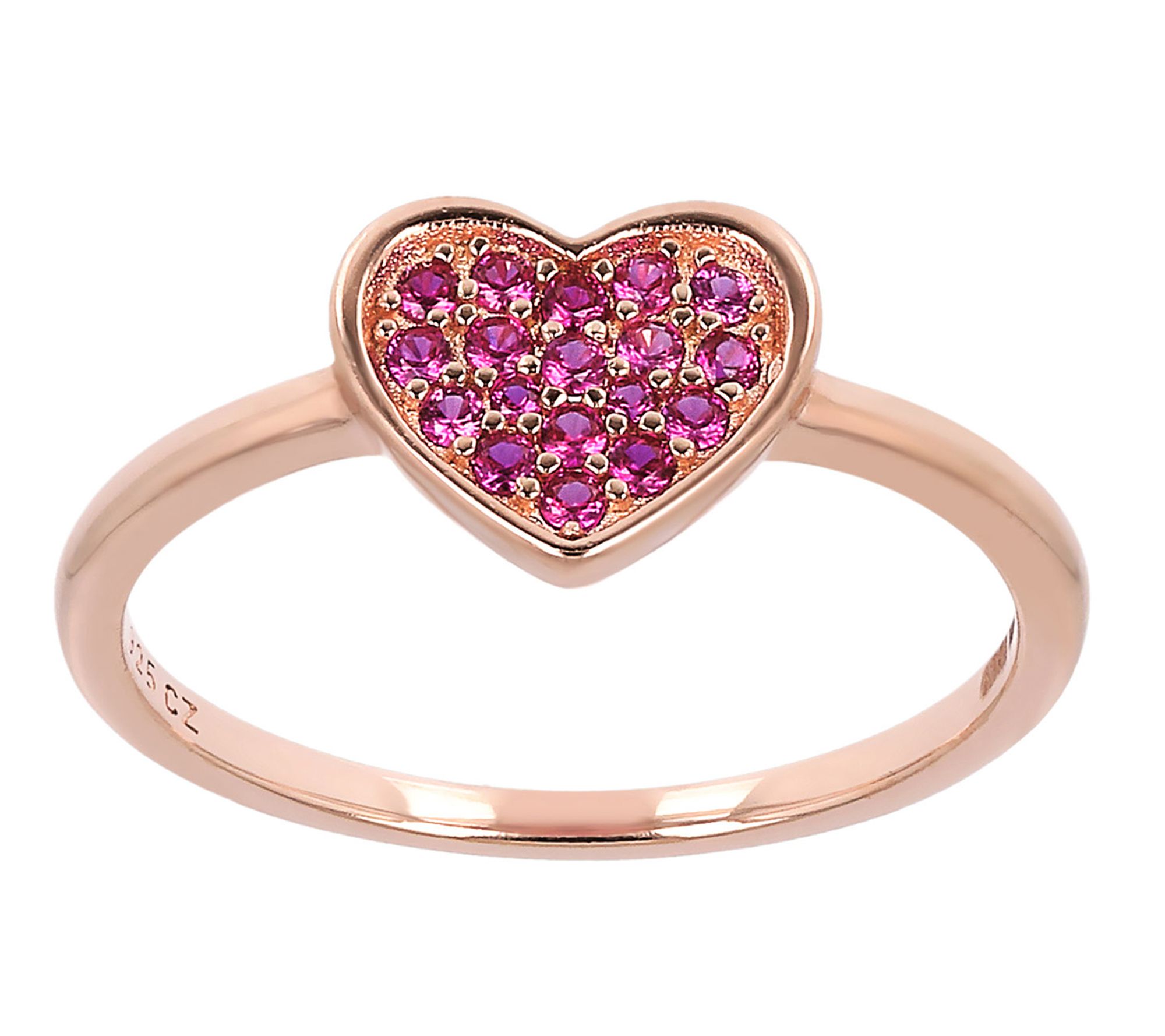 Diamonique 0.15 cttw Simulated Ruby Heart Ring, Sterling