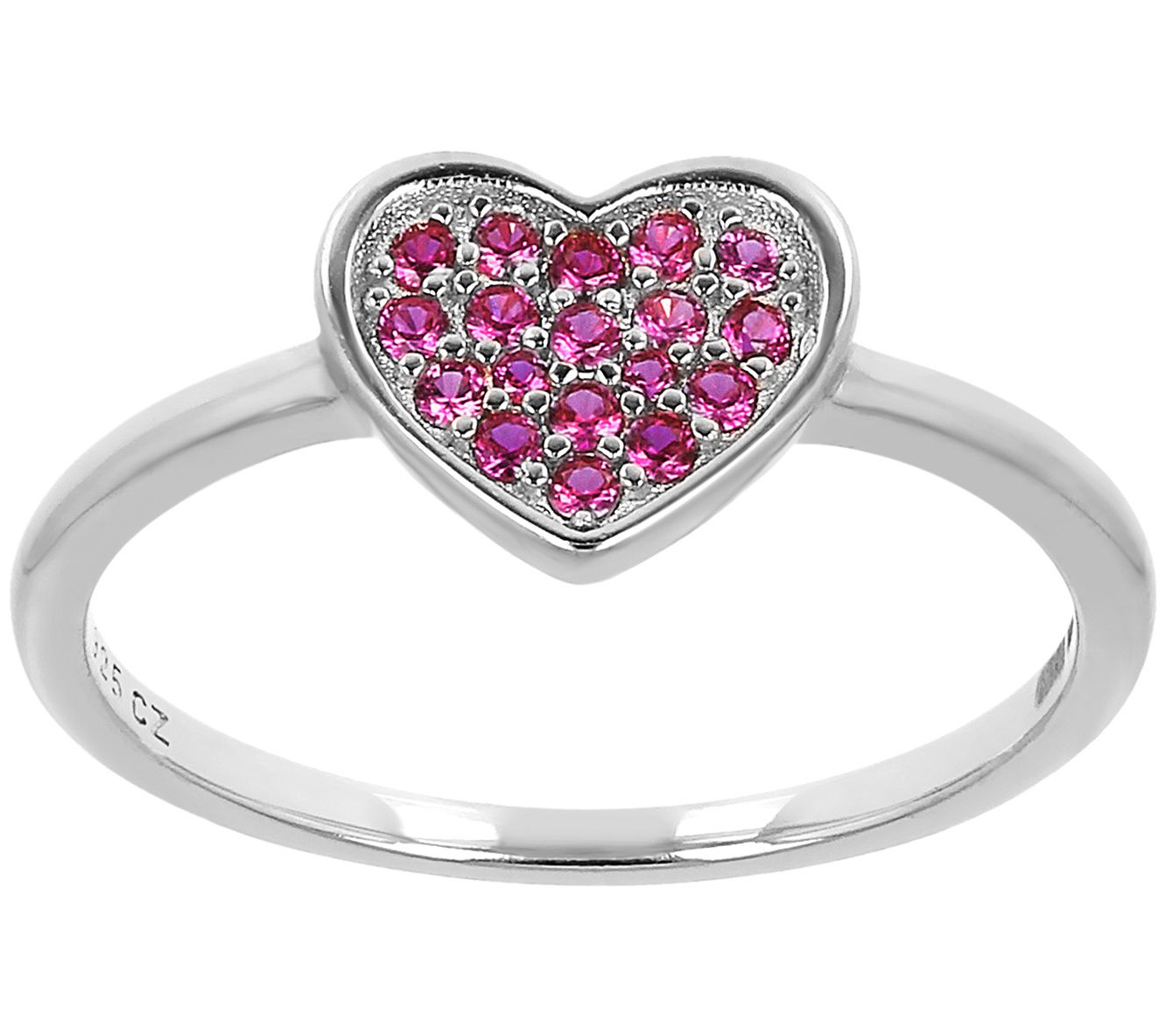 Diamonique 0.15 cttw Simulated Ruby Heart Ring,Sterling