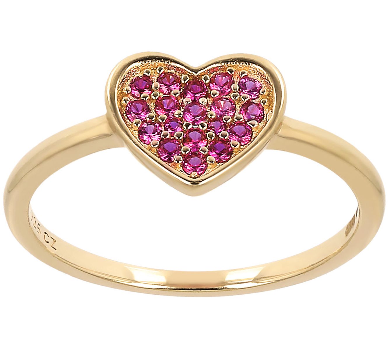 Diamonique 0.15 cttw Simulated Ruby Heart Ring, Sterling