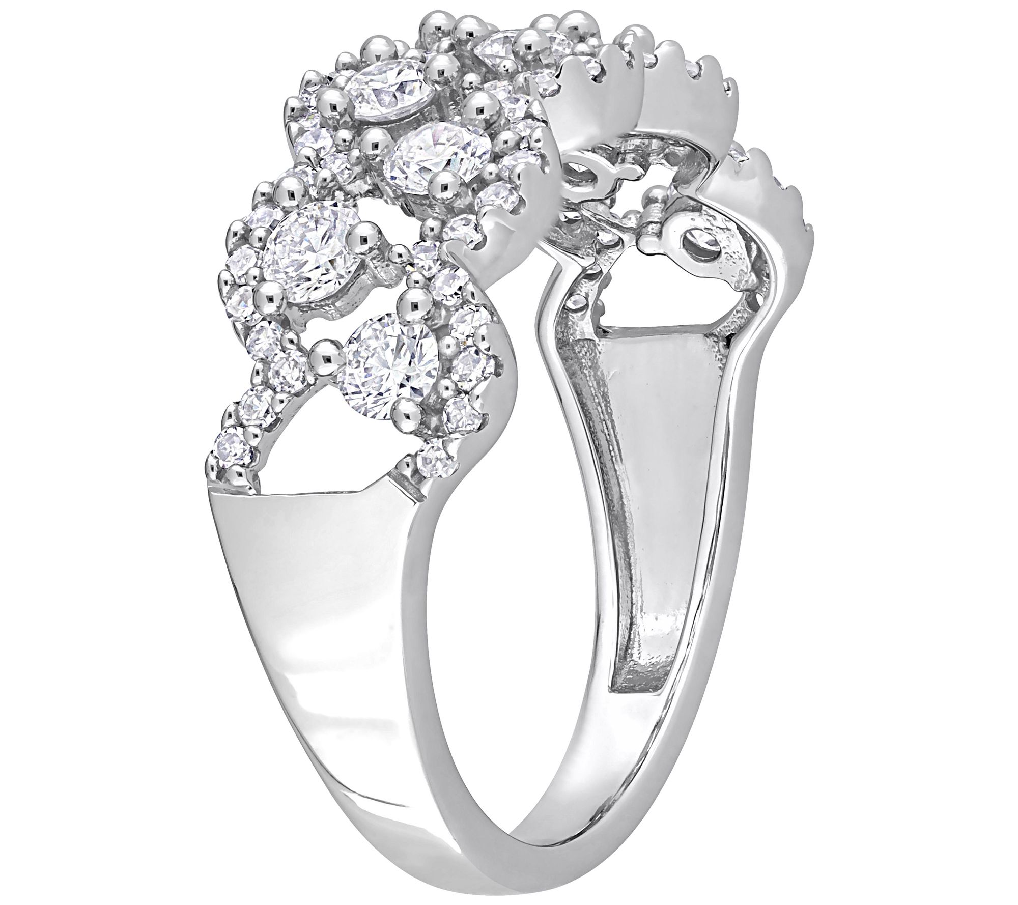 Affinity 0.95 cttw Diamond Open Work Ring, 14K White Gold