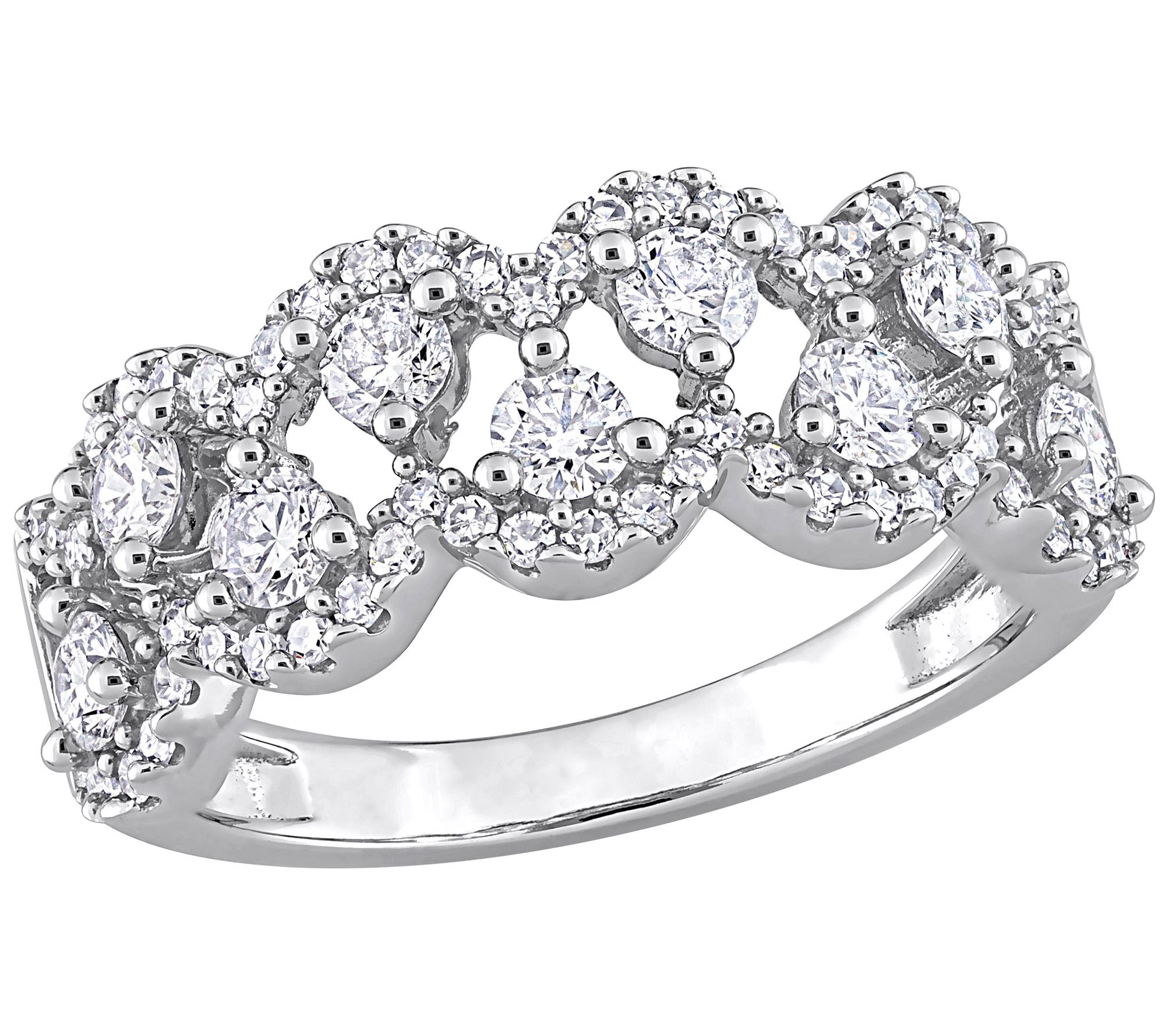 Affinity 0.95 cttw Diamond Open Work Ring, 14K White Gold