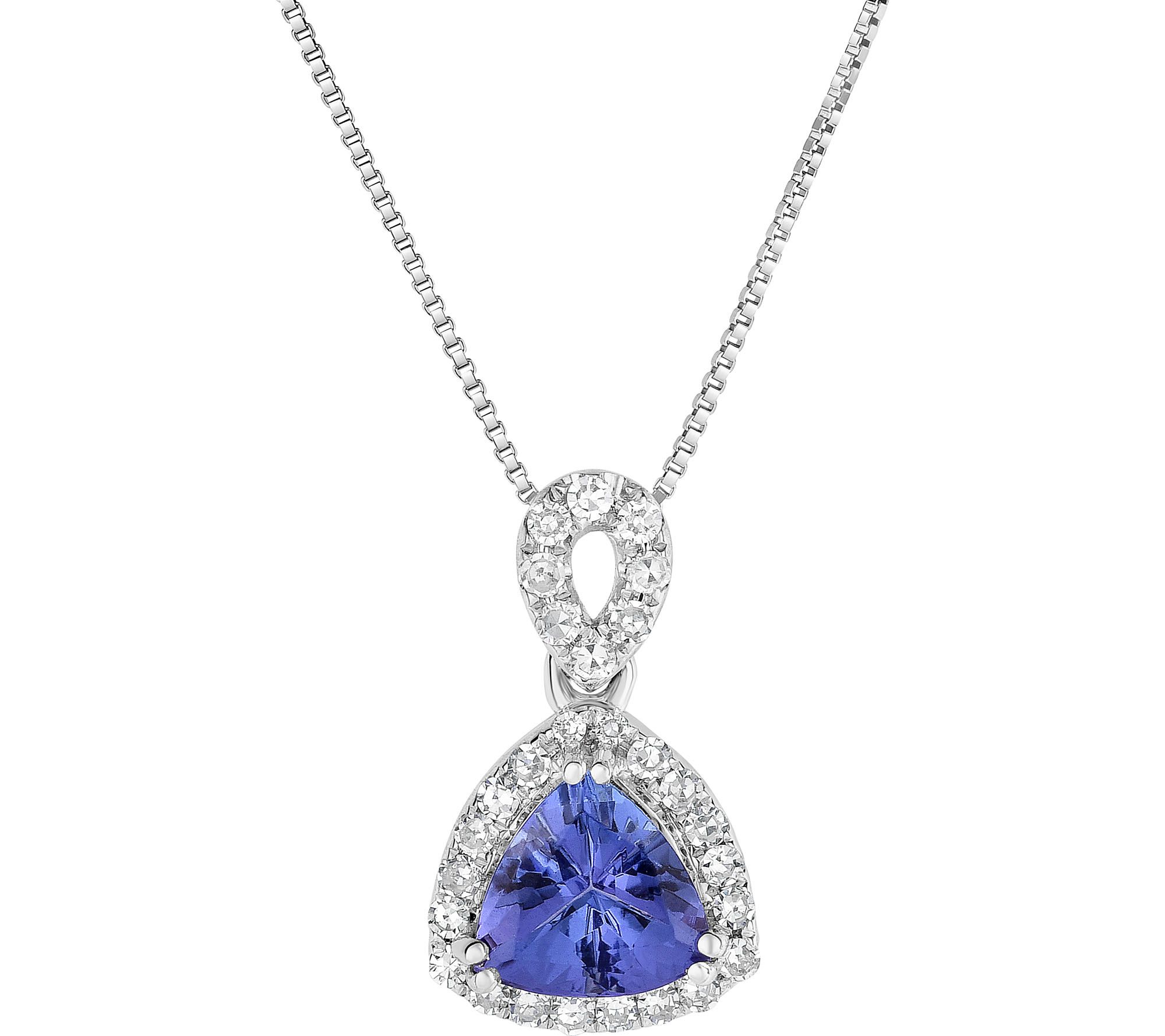 14K 0.65 ct Tanzanite & 1/10 cttw Diamond Pendant w/ Chain - QVC.com