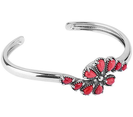American West Sterling Silver Red Coral ClusterCuff