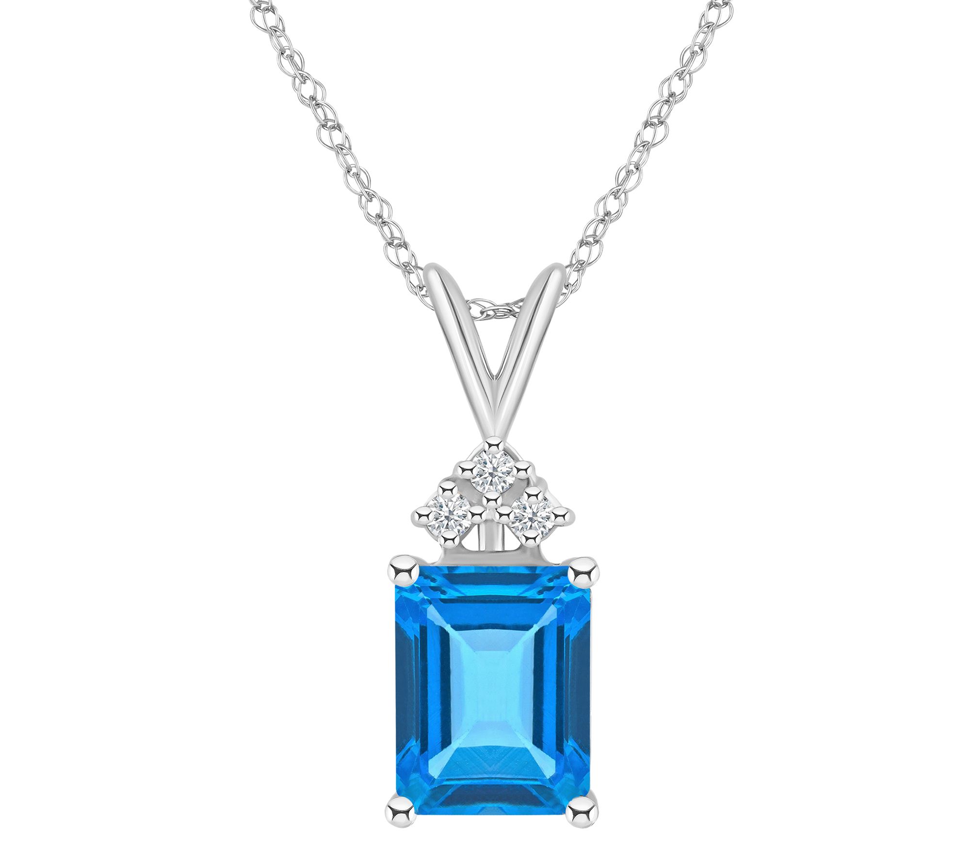 14K 3.00 cttw Blue Topaz & Diamond Accent Pendant w/ Chain