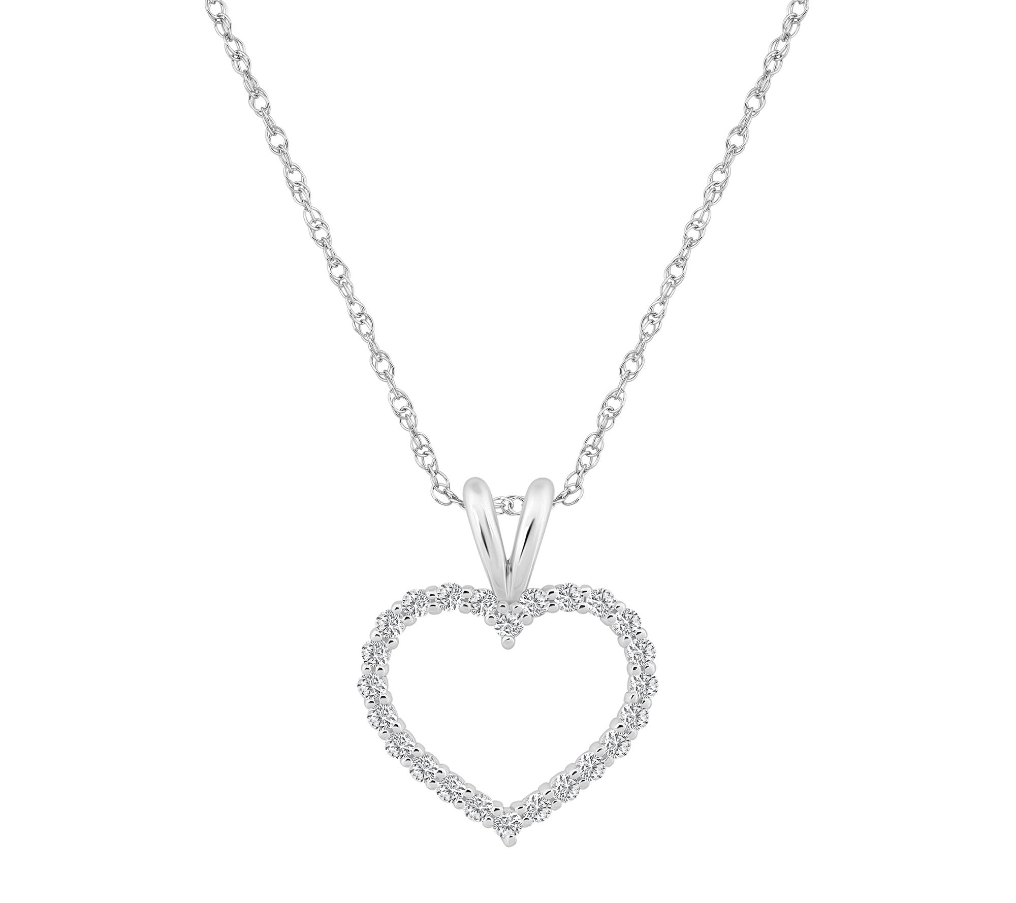 Affinity 0.25 cttw Diamond Heart Pendant w/ Cha in, 14K Gold - QVC.com