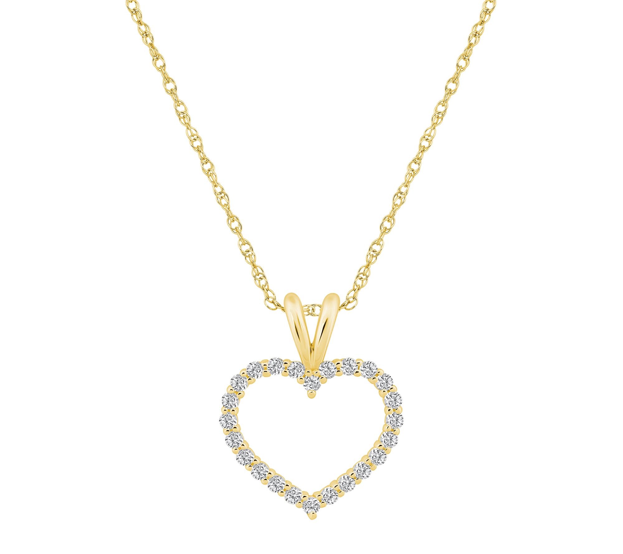 Affinity 0.25 cttw Diamond Heart Pendant w/ Cha in, 14K Gold