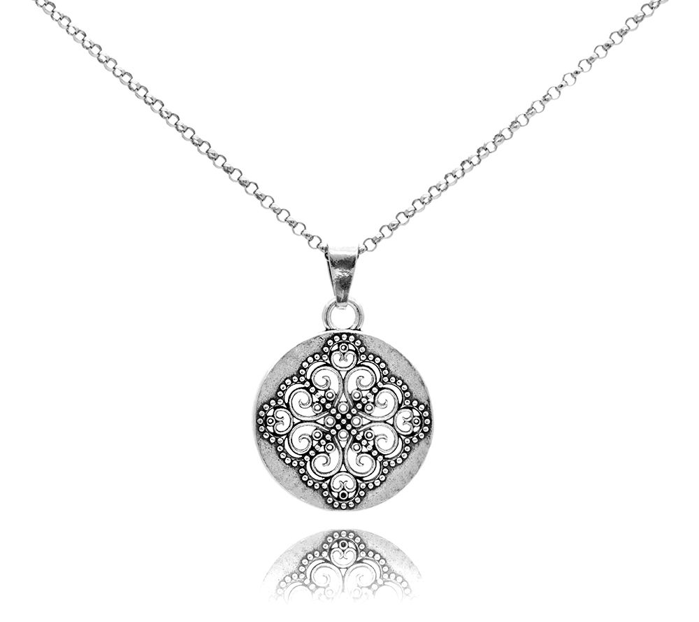 Or Paz Sterling Silver Filigree Pendant w/ Chain