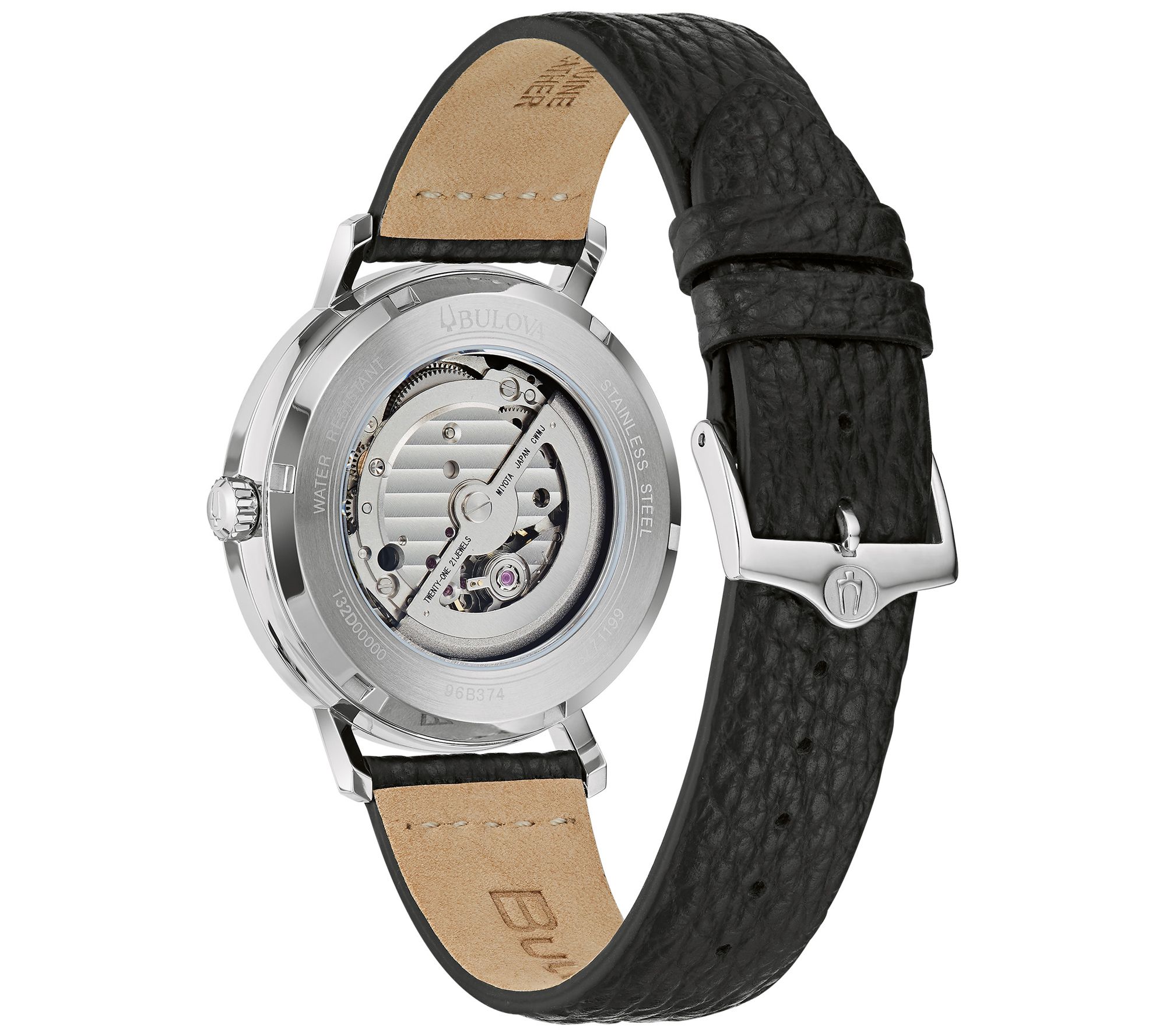 Bulova Men's Aerojet Automatic Black Leather Strap Watch