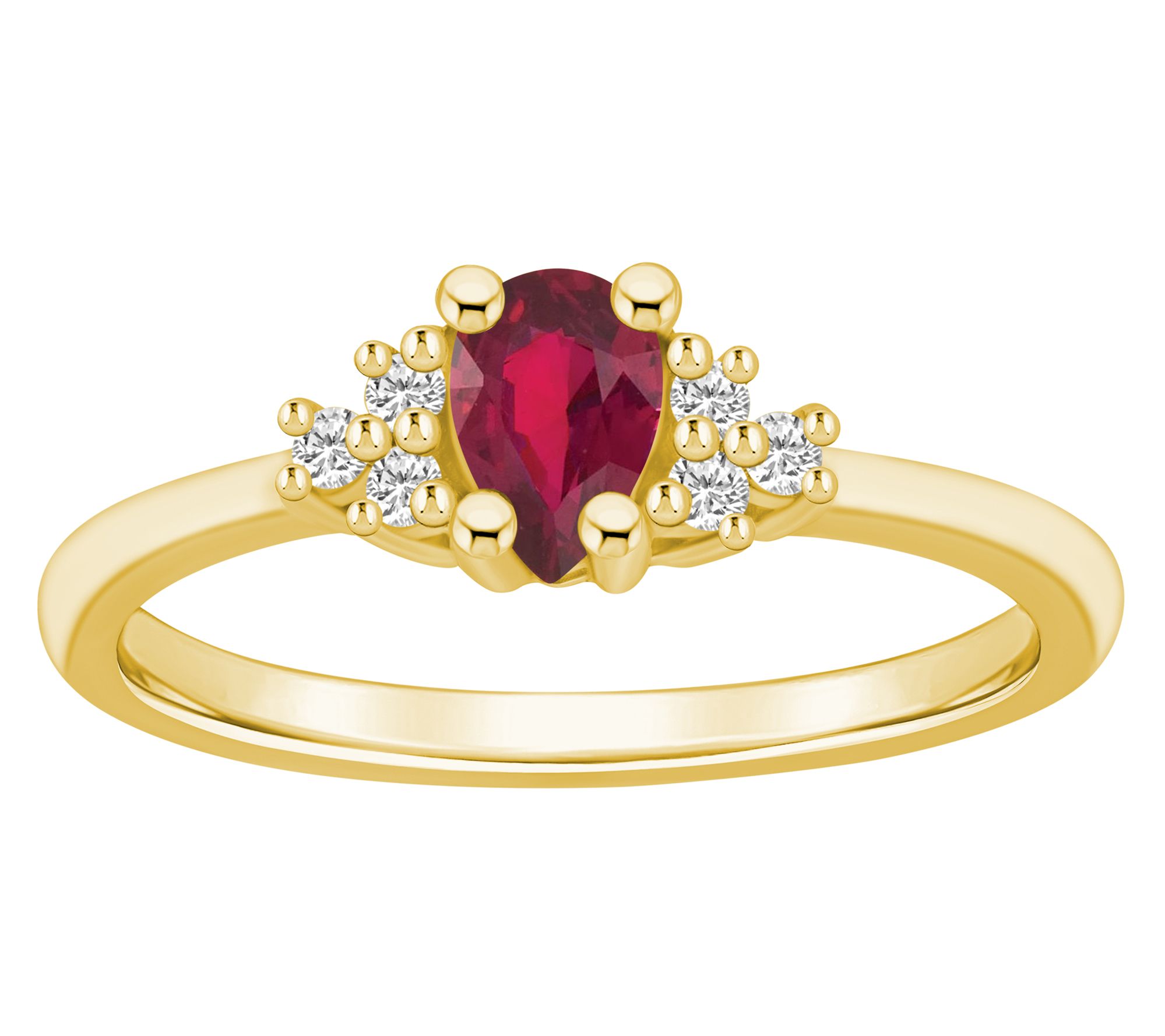 Affinity Gems Pear Cut Ruby & Diamond Accent Ring, 14K Gold