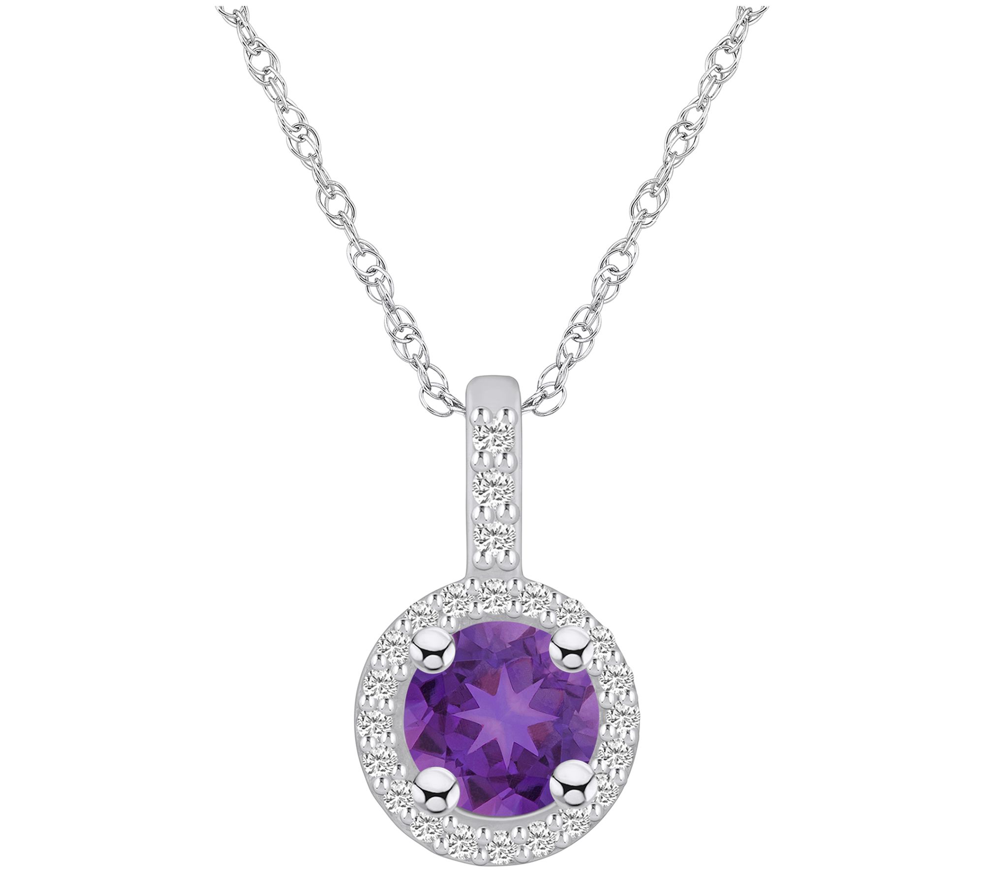 Affinity Gems Round Gemstone & Diamond PendantChain, 14K