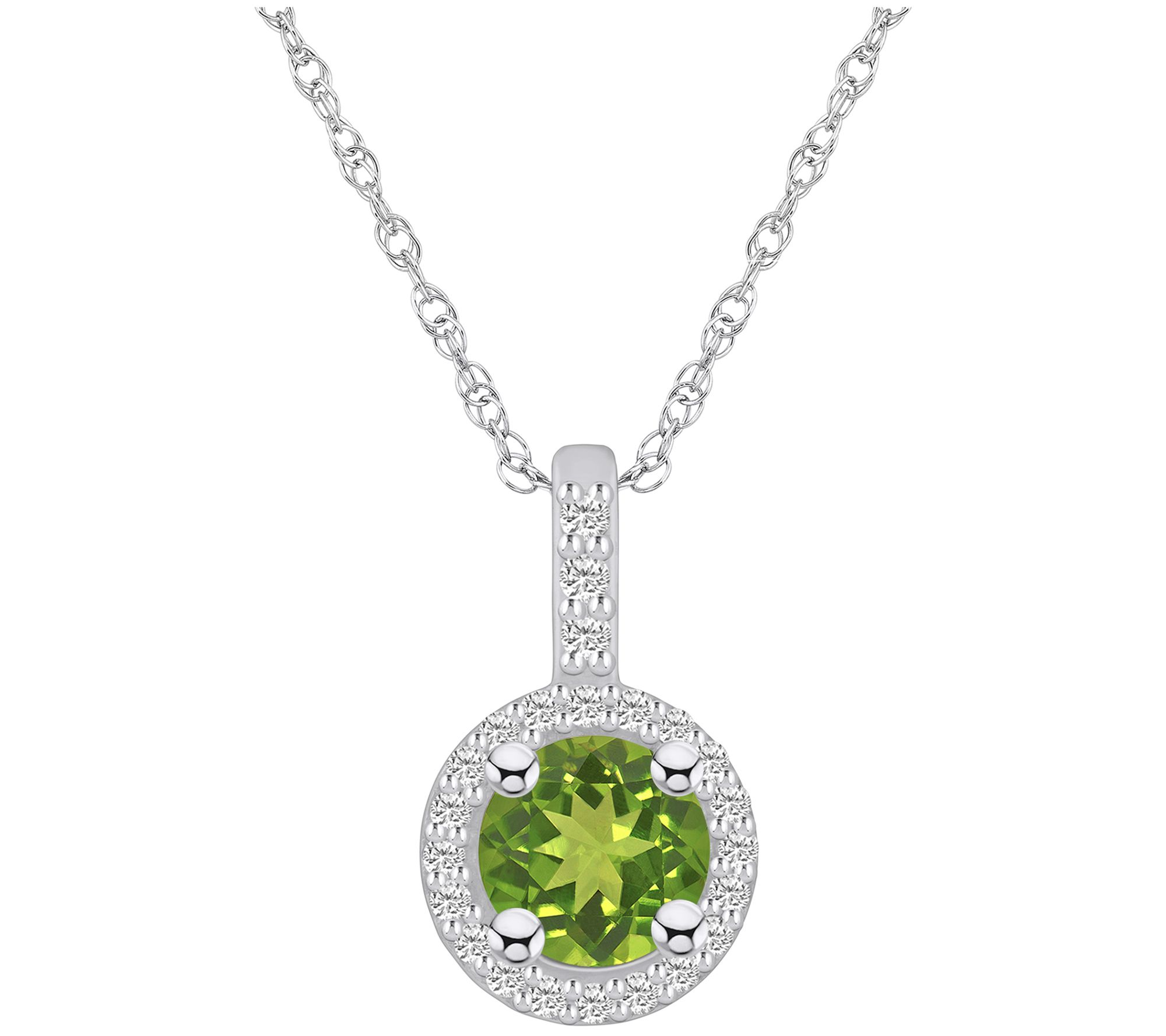 Affinity Gems Round Gemstone & Diamond Pendant/ Chain, 14K