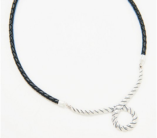 American West Sterling Silver & Leather Lasso Rope Necklace