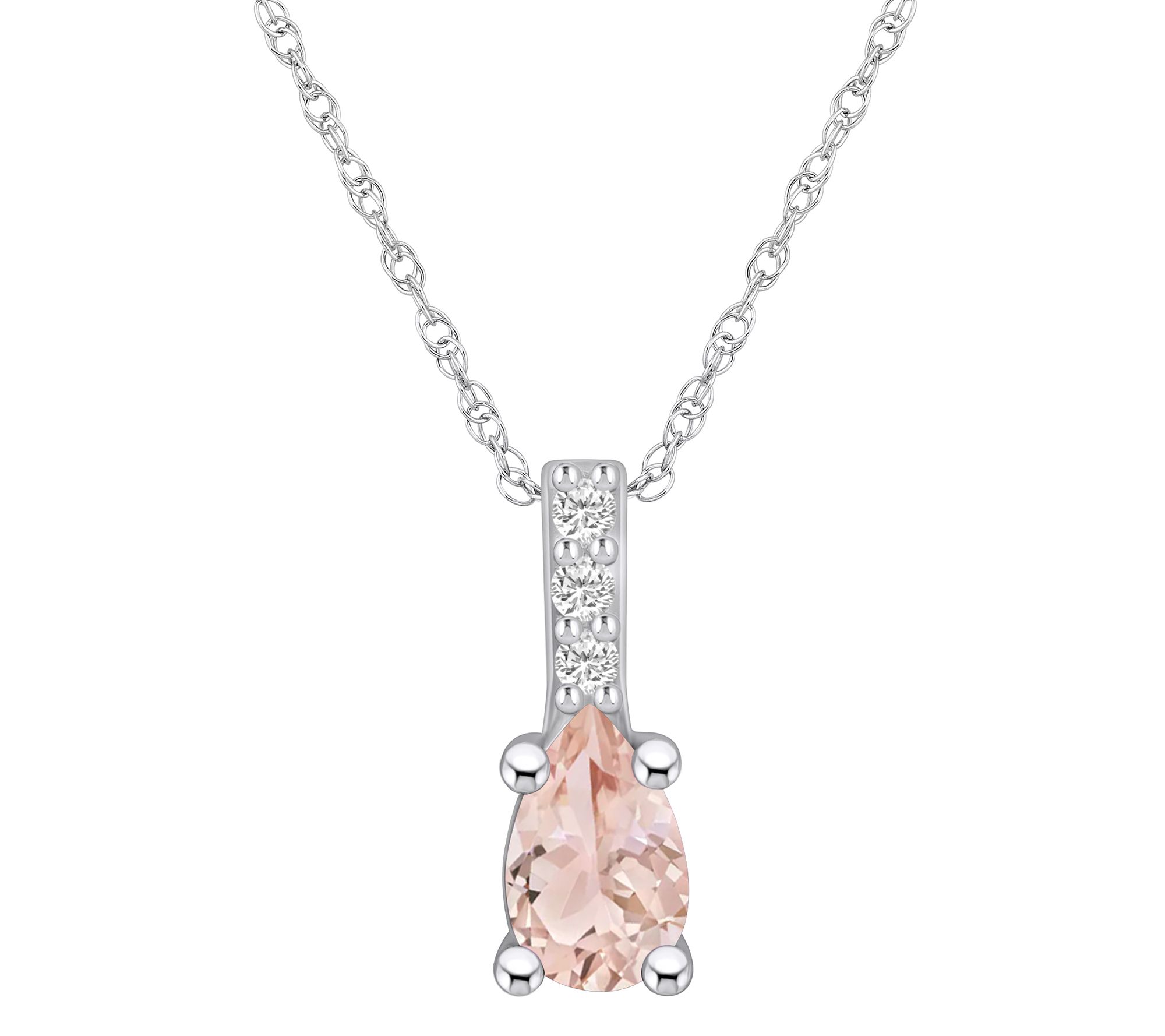 Affinity Gems Morganite & Diamond Pendant w/ Chain, 14K