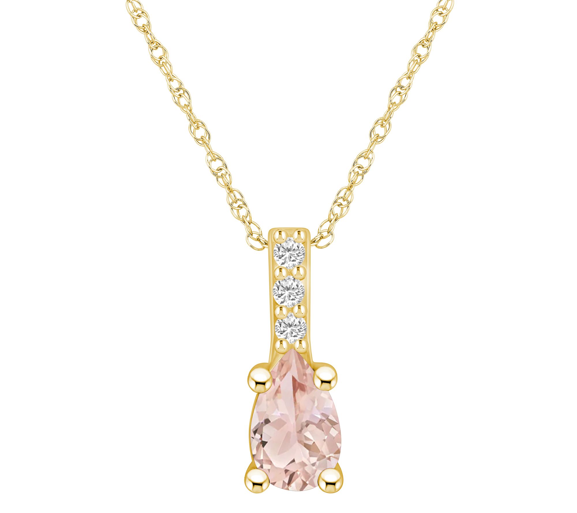 Affinity Gems Morganite & Diamond Pendant w/ Chain, 14K