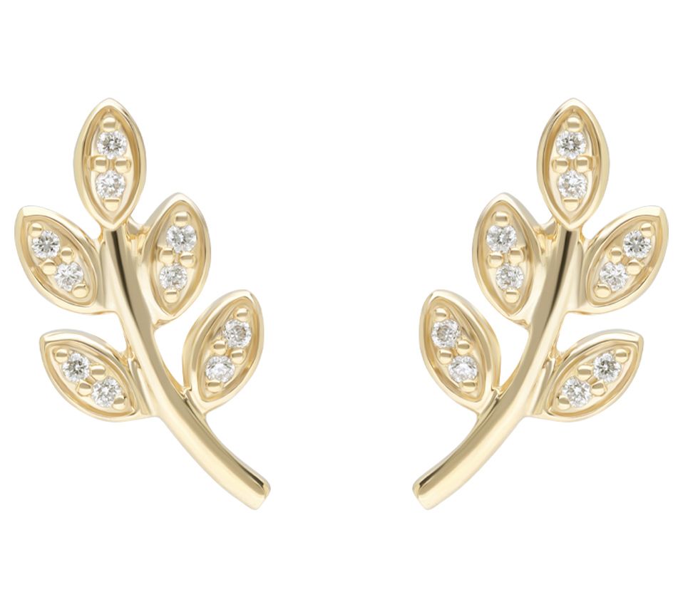 Ariva 14K Gold Diamond Laurel Climber Earrings