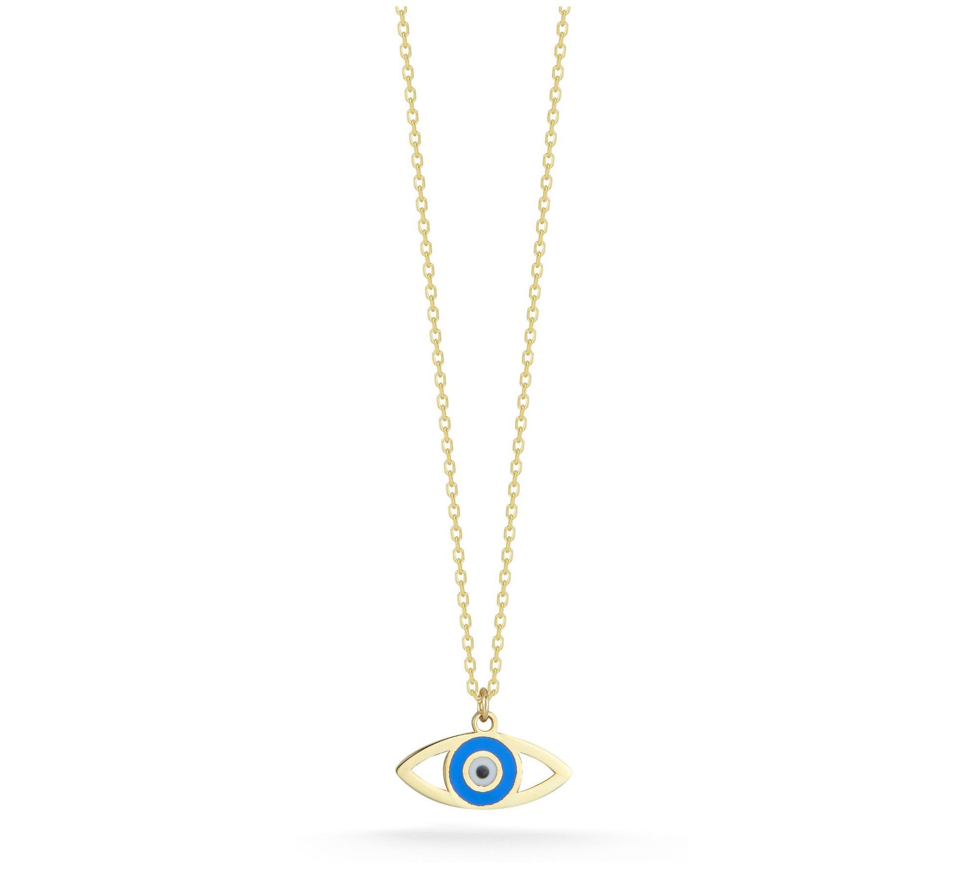 Luminosa Gold Open Enamel Evil Eye Pendant w/ Chain, 14K