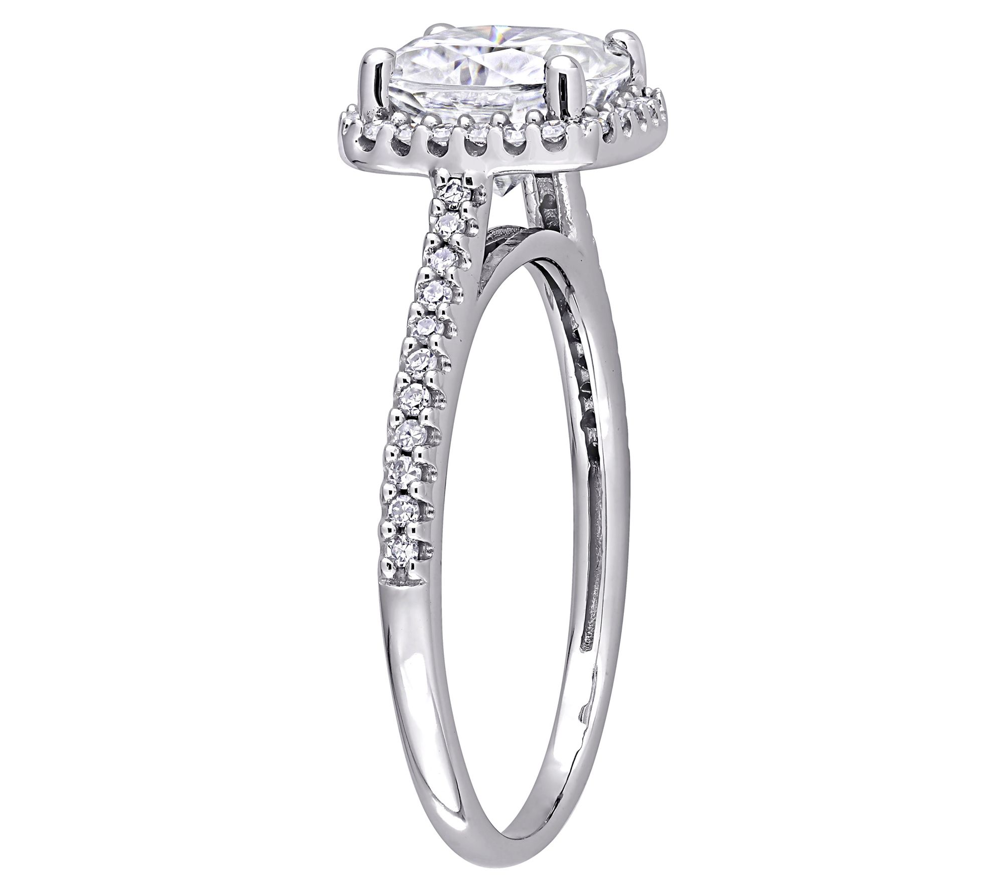 MoissanIce Moissanite 2.00 cttw & 0.20 cttw Diamond Ring, 14K