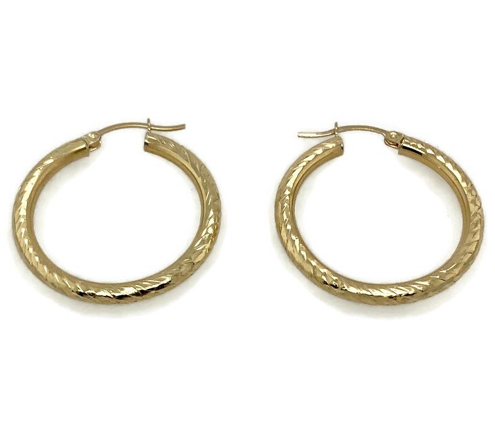 Amy Stran X Alkeme 10K Gold Diamond Cut Hoop Ea rrings
