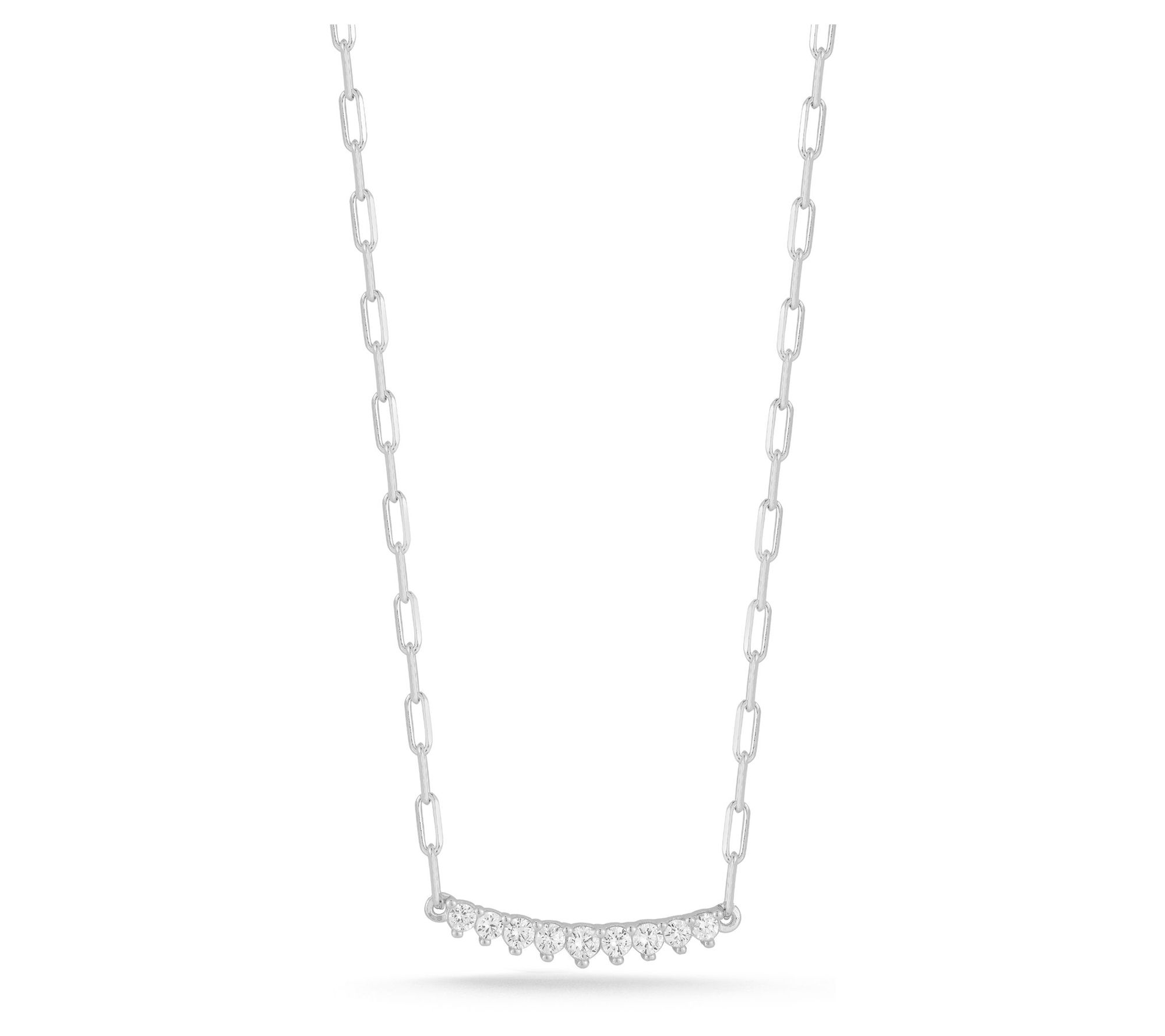 Sterlina Silver CZ Bar Necklace, Sterling
