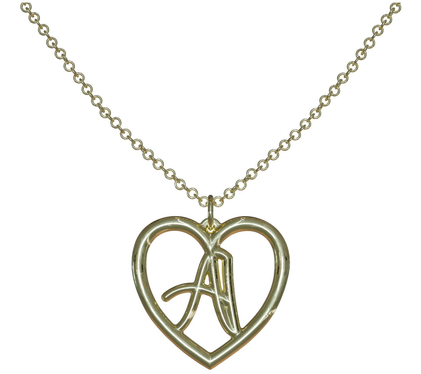 14K Gold Plated Healing Hearts Initial Pendantw/ Chain